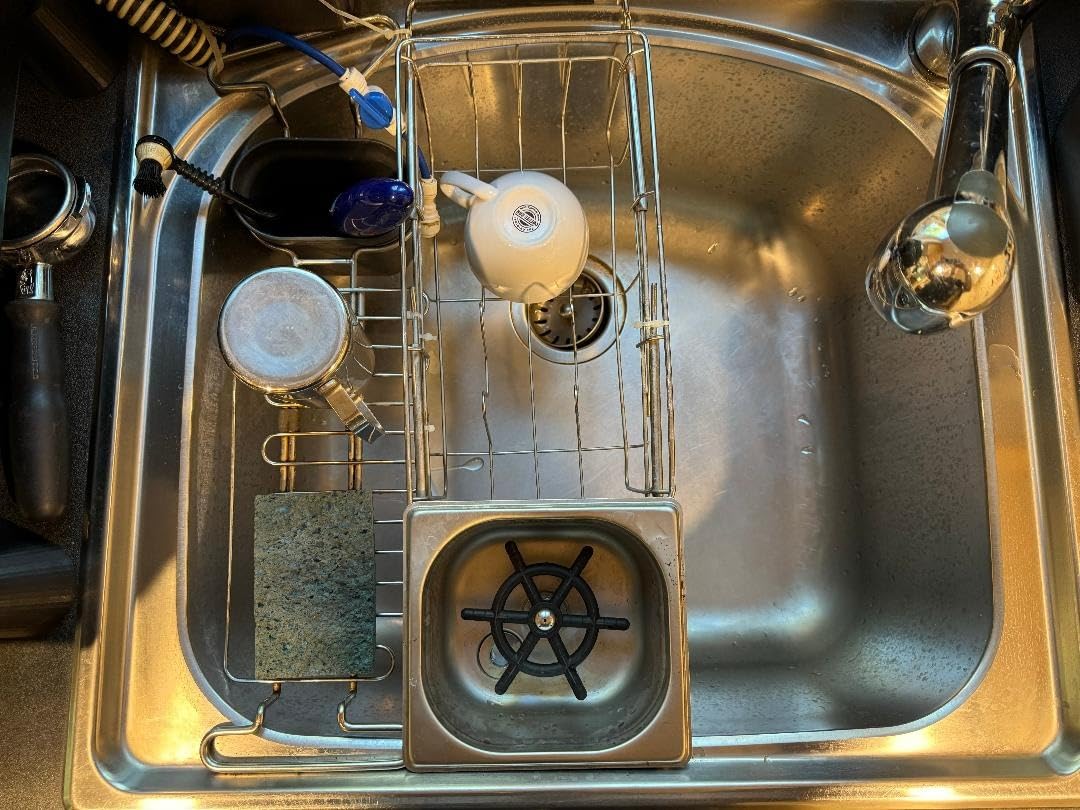 Pitcher Rinser, Espresso Rinser with Spray, Drain and Drip Tray, Stainless Steel Bar Glass Rinser for Sink, Cup Washer for Home Kitchen Hotel Cafe Restaurant (12.8x6.9x1.06 Inch) customer photo 1
