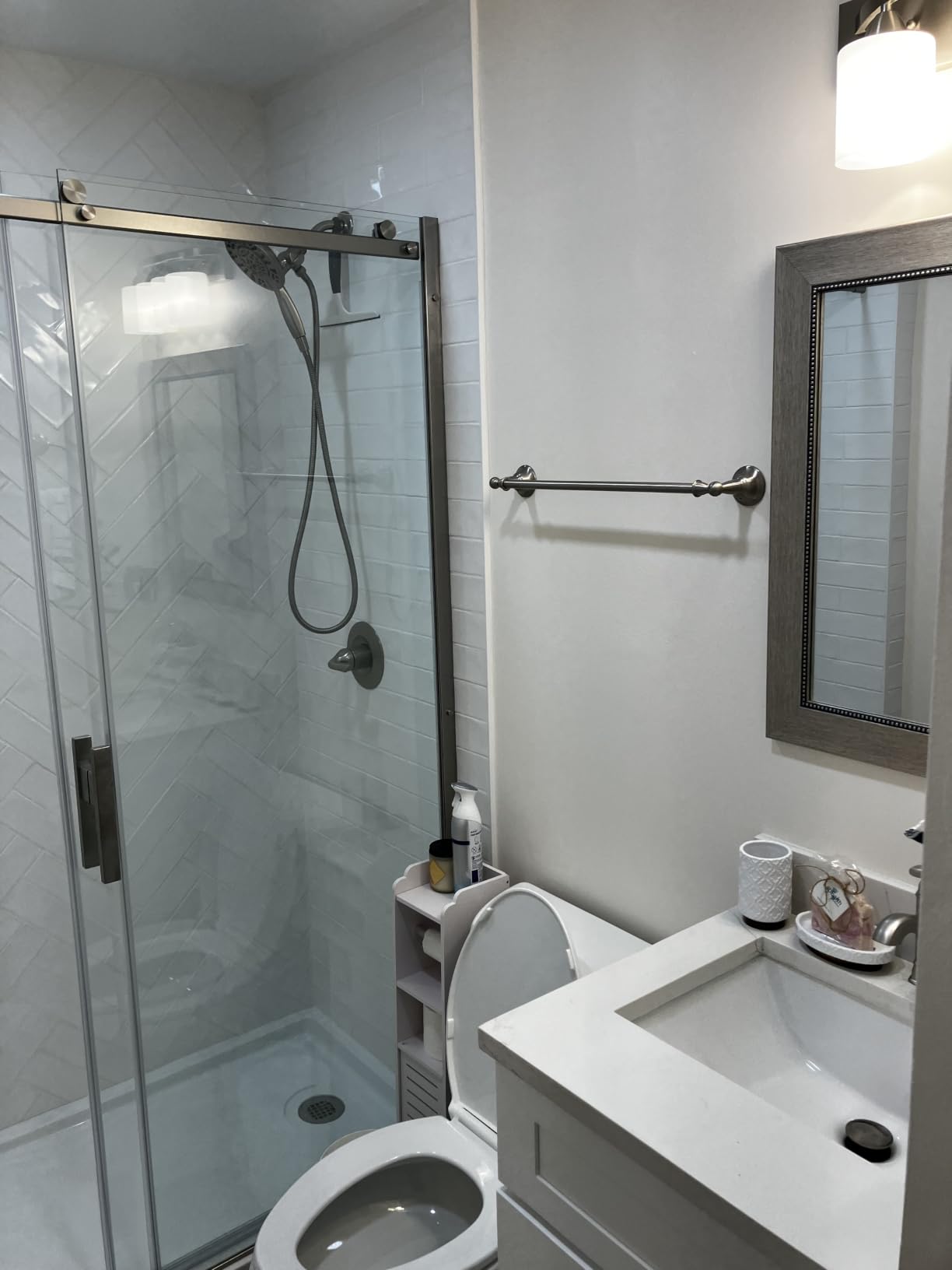 Arvo 14 Series Brushed Nickel Shower Faucet Set with In2ition 2-in-1 Dual Shower Head with HandHeld Spray Combo, Valve Trim Kit, SpotShield Stainless 142840-SP-I (Valve Included) customer photo 1