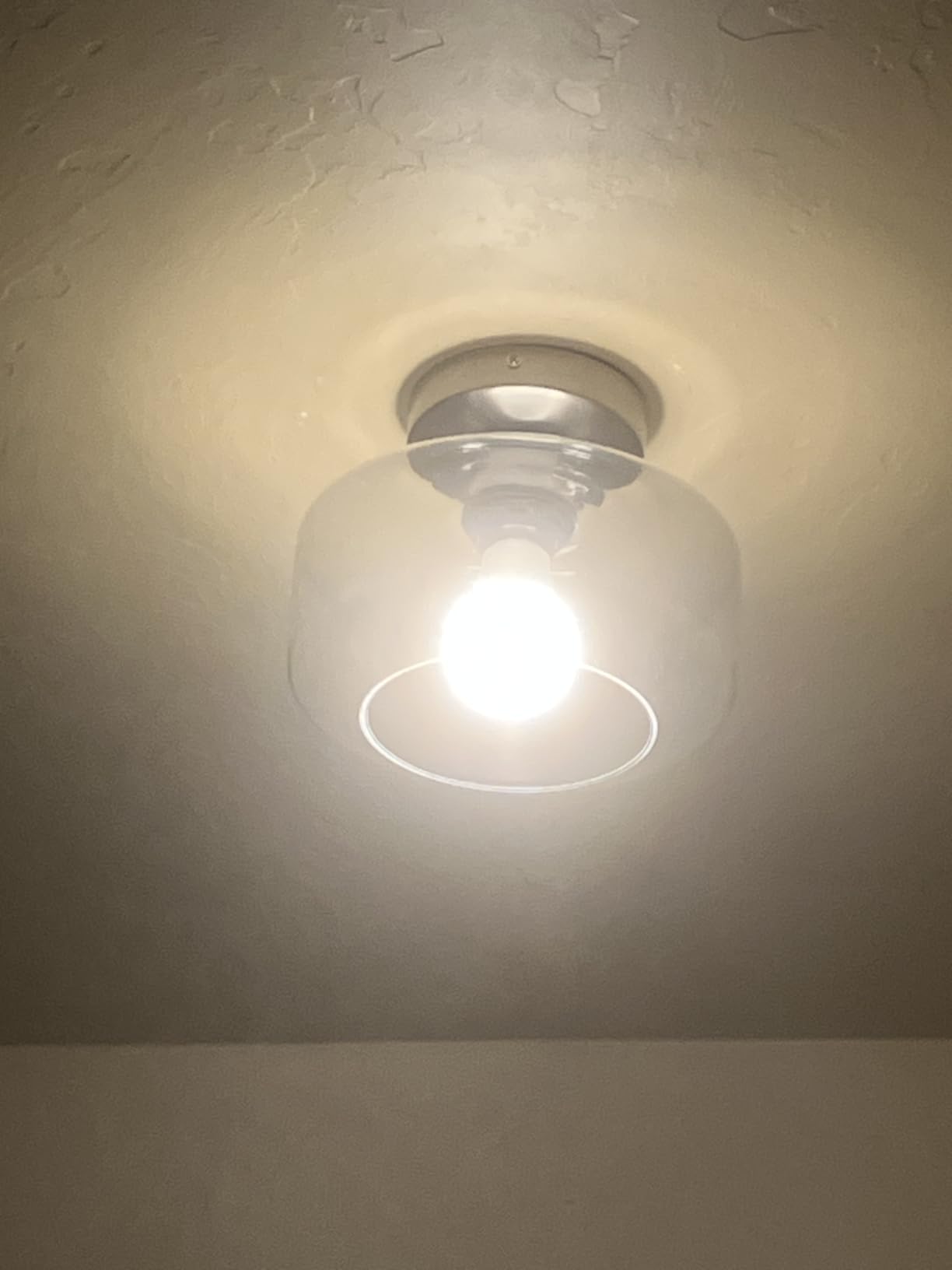 Lynnoland Industrial Semi Flush Mount Ceiling Light Black, Clear Glass Shade Ceiling Light Fixture, Farmhouse Light Fixtures for Hallway Corridor Kitchen Bathroom Bedroom Passway Foyer customer photo 2