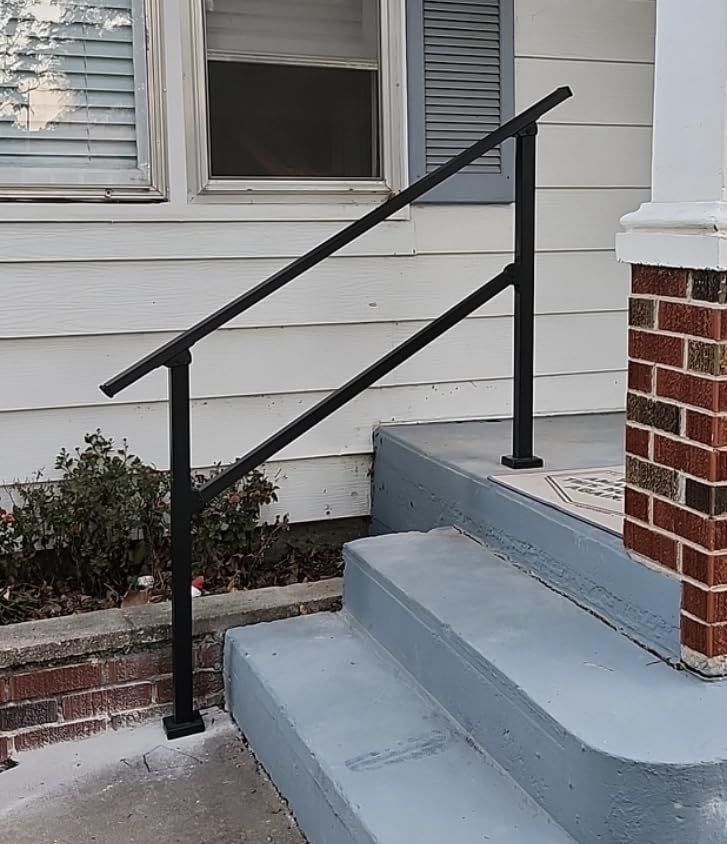 CR Fence & Rail 2-3 Step Stair Handrail, Hand Rails for Outdoor Steps, Indoor Staircase Handrail & Porch, Deck, and Balcony for Seniors, with 40