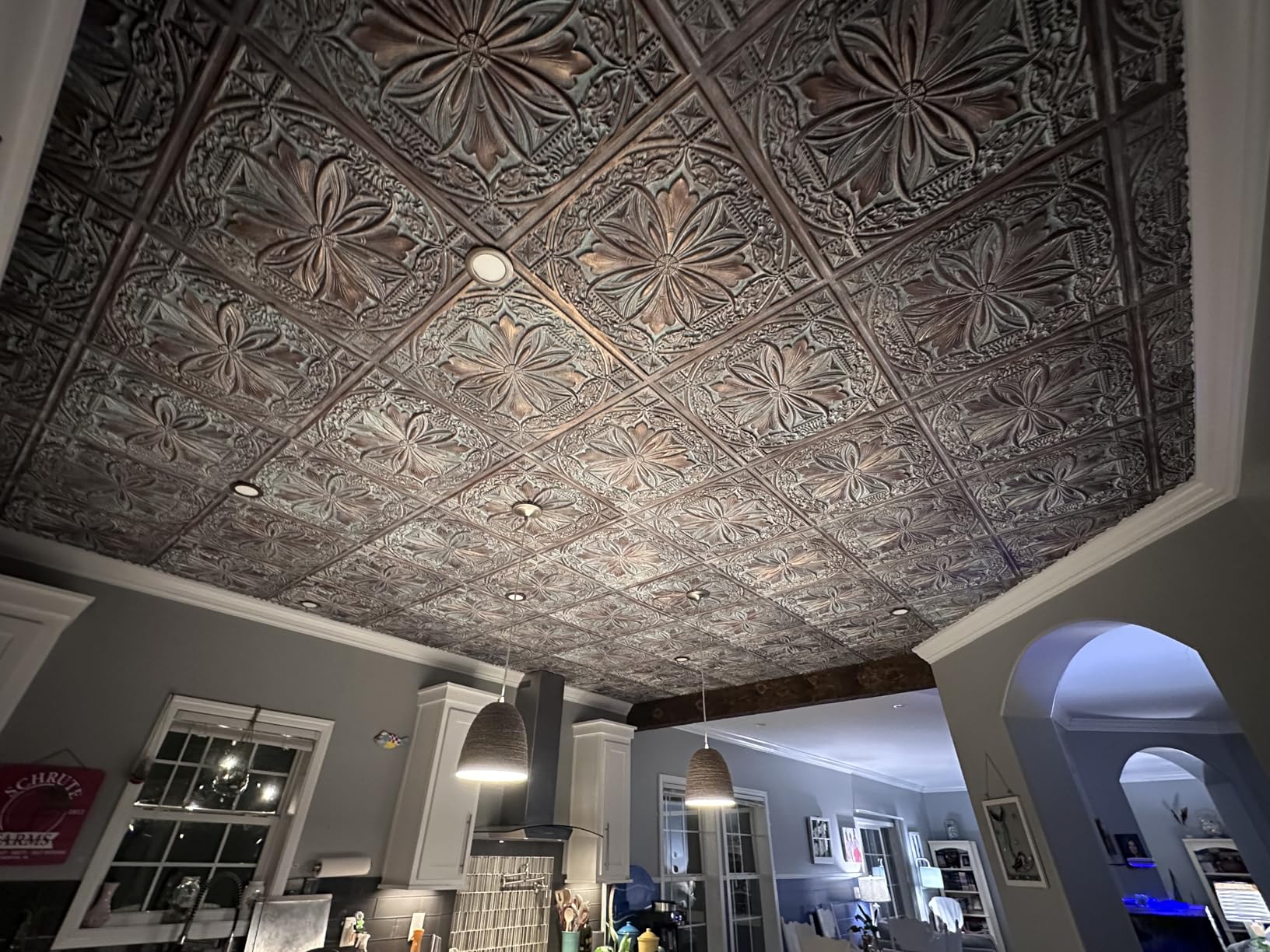 DCT10 Milan PVC 2' x 2' Lay-In or Glue-Up Ceiling Tile, Old Black White, 50-Piece (200 Sq.ft) customer photo 1