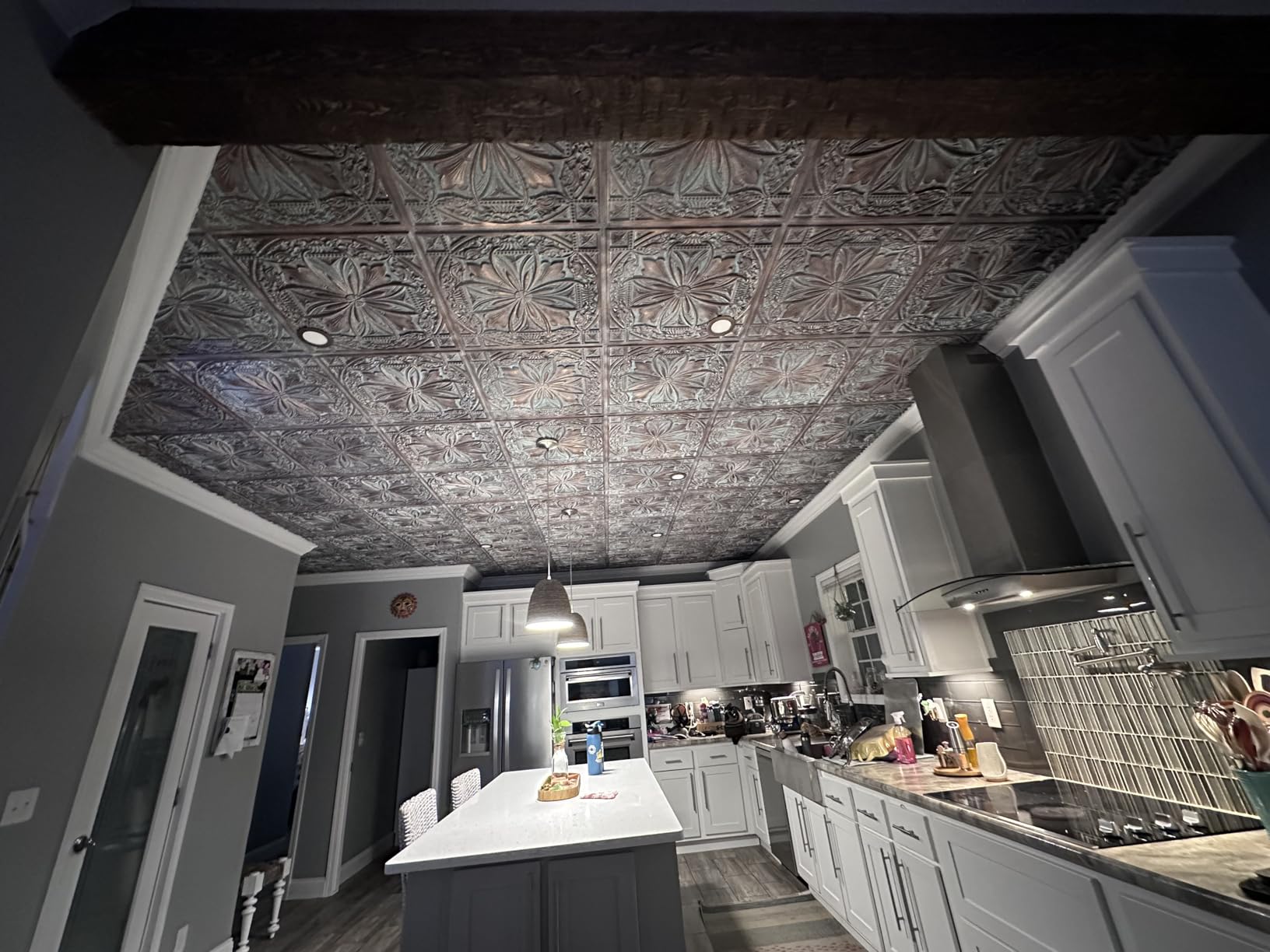 DCT10 Milan PVC 2' x 2' Lay-In or Glue-Up Ceiling Tile, Old Black White, 50-Piece (200 Sq.ft) customer photo 2
