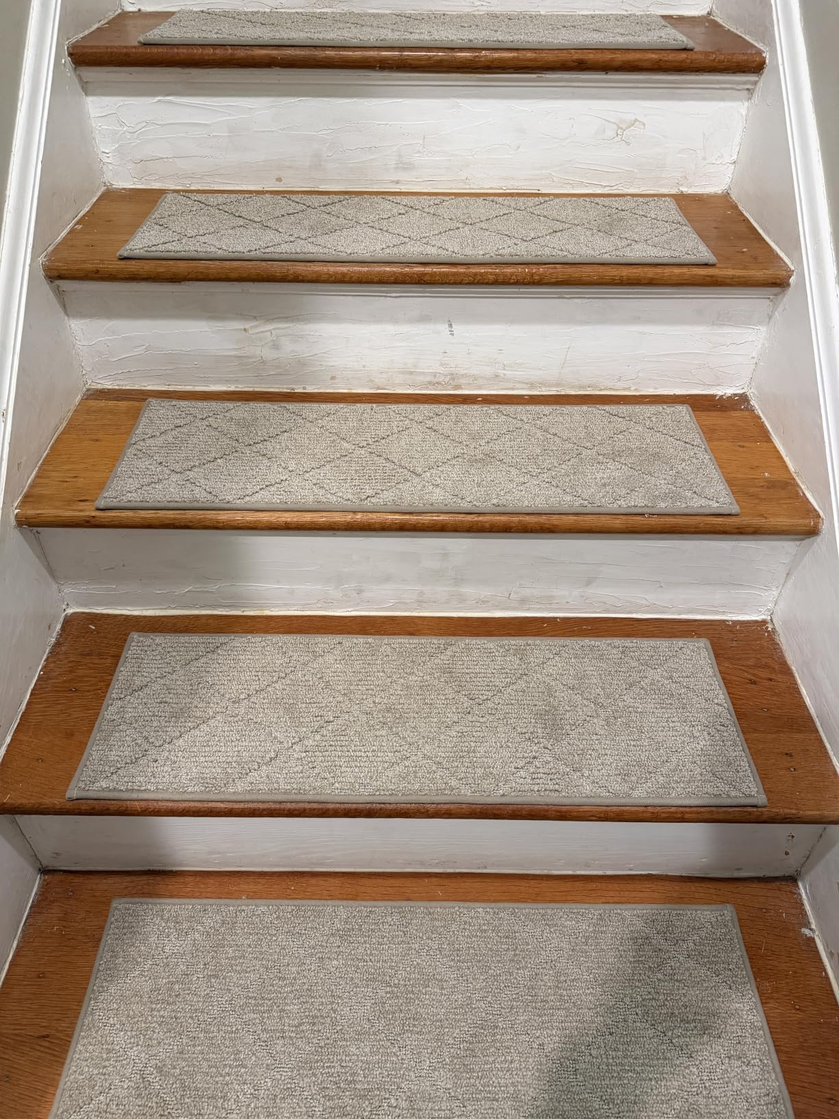 COSY HOMEER Edging Stair Treads Non-Slip Carpet Mat 28inX9in, 15pc, Beige | Indoor Stair Runner for Wooden Steps, Washable Adhesive Stairs Rugs for Kid, Elder, Dog, Polyester Carpet Stair Treads, TPE Back customer photo 1