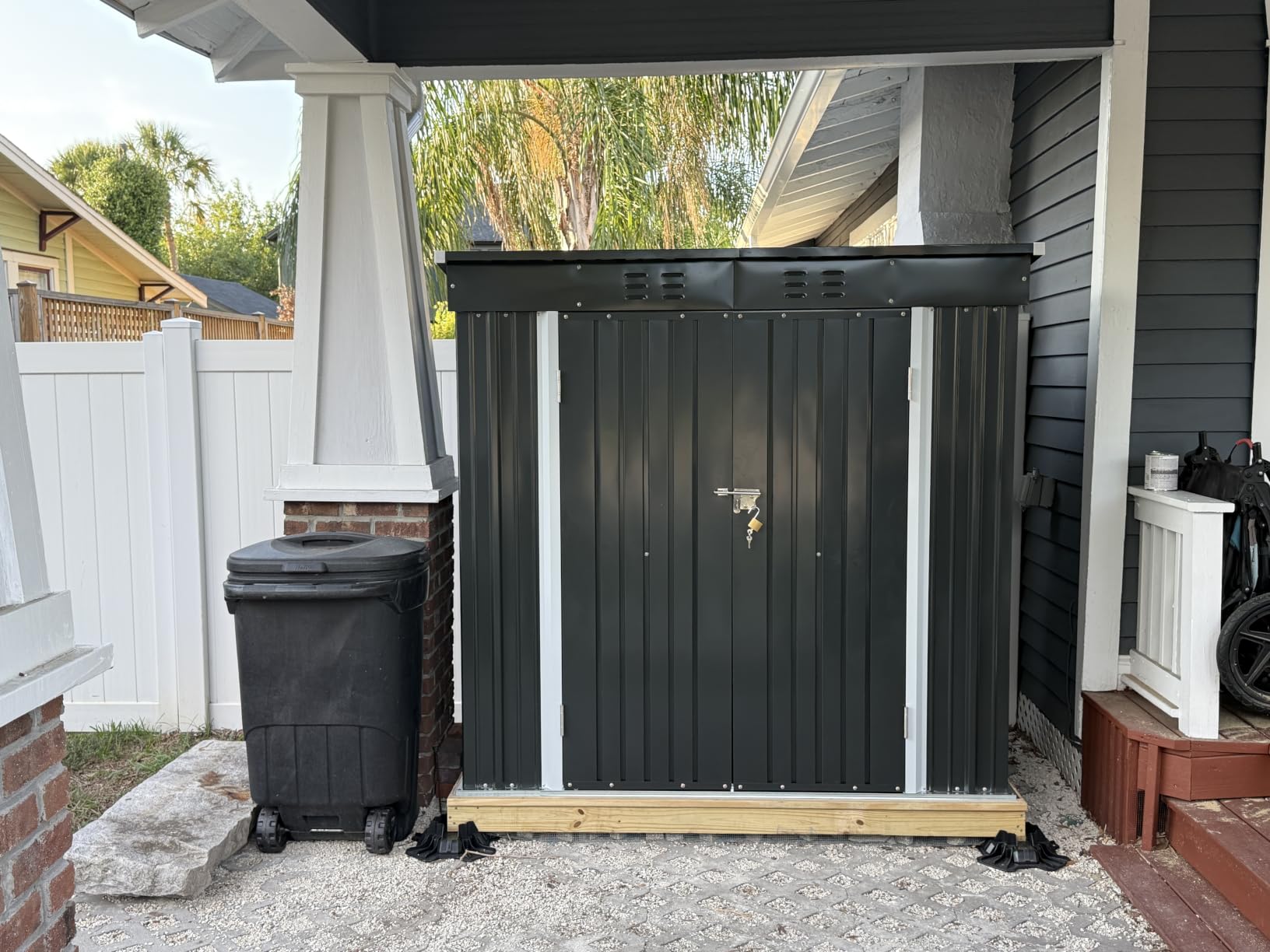 Bealife 6' x 4' Outdoor Storage Shed, Metal Shed Lockable Door - Dark Gray | Outdoor Storage Cabinet with Double Lockable Door, Air Vent, Weatherproof Tool Shed, Backyard Shed for Garden, Patio Lawn customer photo 2