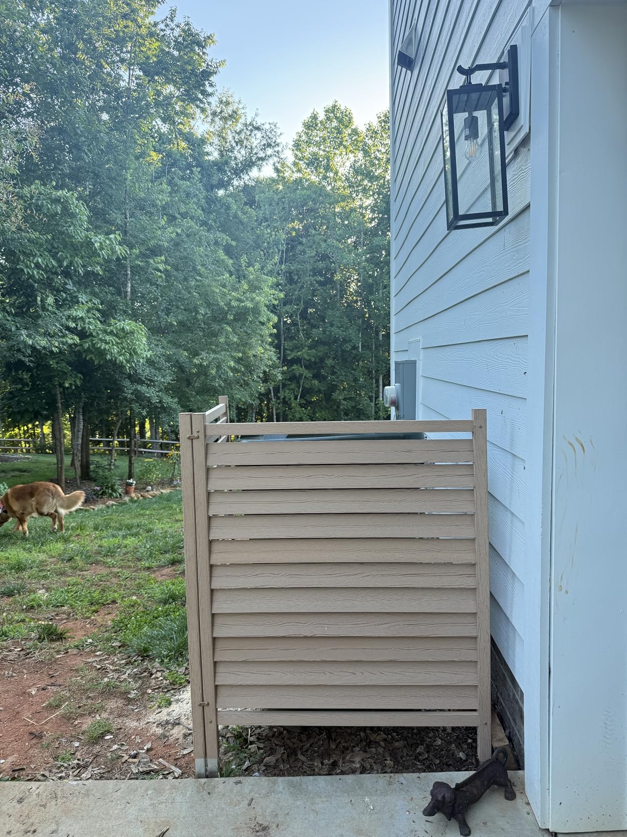 Enclo Waverly Privacy Screen, Cedar Vinyl DIY No Dig Kit | 3.5ftH x 3ftW, Cedar Color, 2 Panels, Louvered, EC18011 customer photo 2