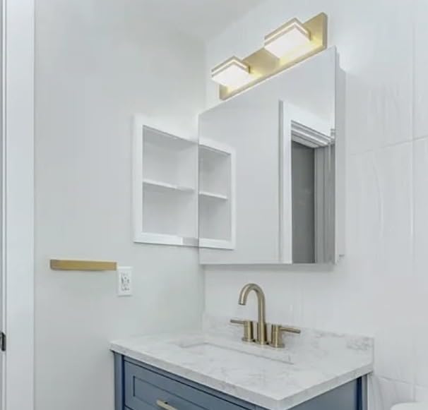 SineRise LED Modern Bathroom Vanity Light Fixtures, Modern Acrylic Bathroom Wall Lighting Fixtures Over Mirror, 4-Light, 30-Inch, Black customer photo 2
