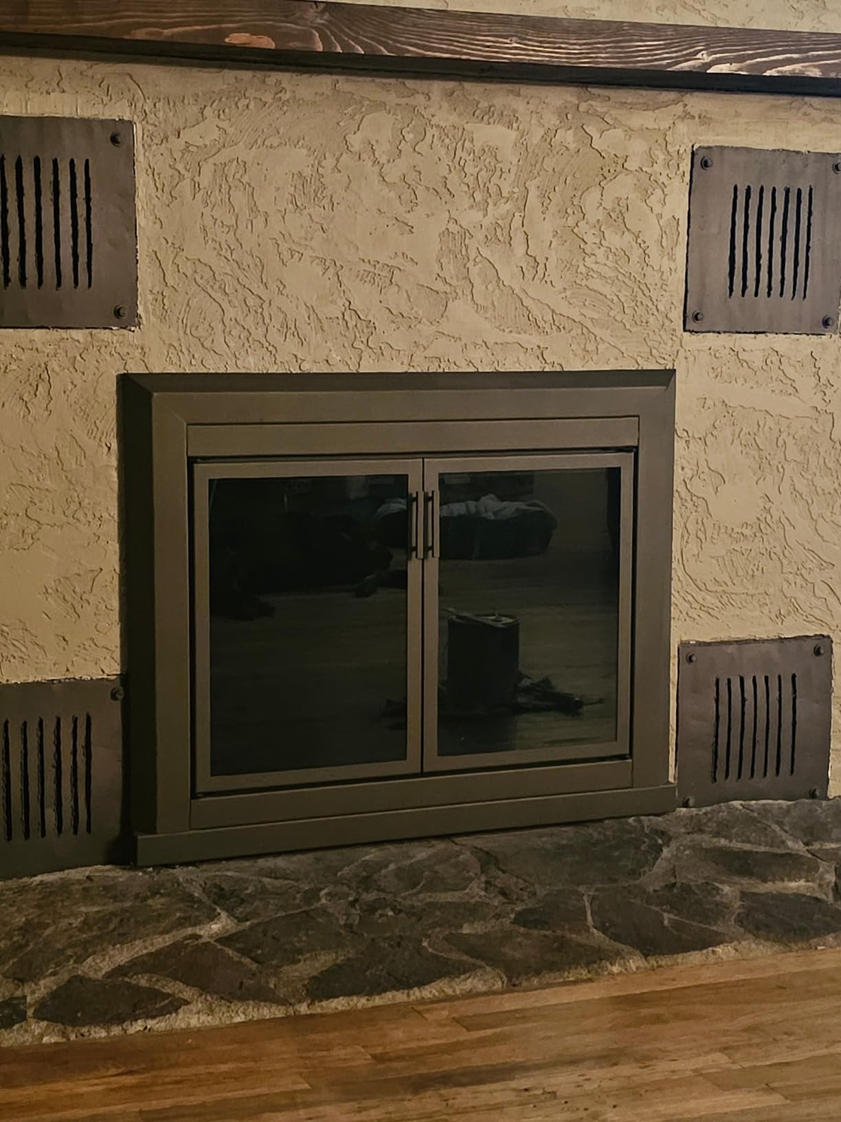 UniFlame Logan, Cabinet-Style Fireplace Doors, Color: Black, Size: Large customer photo 1