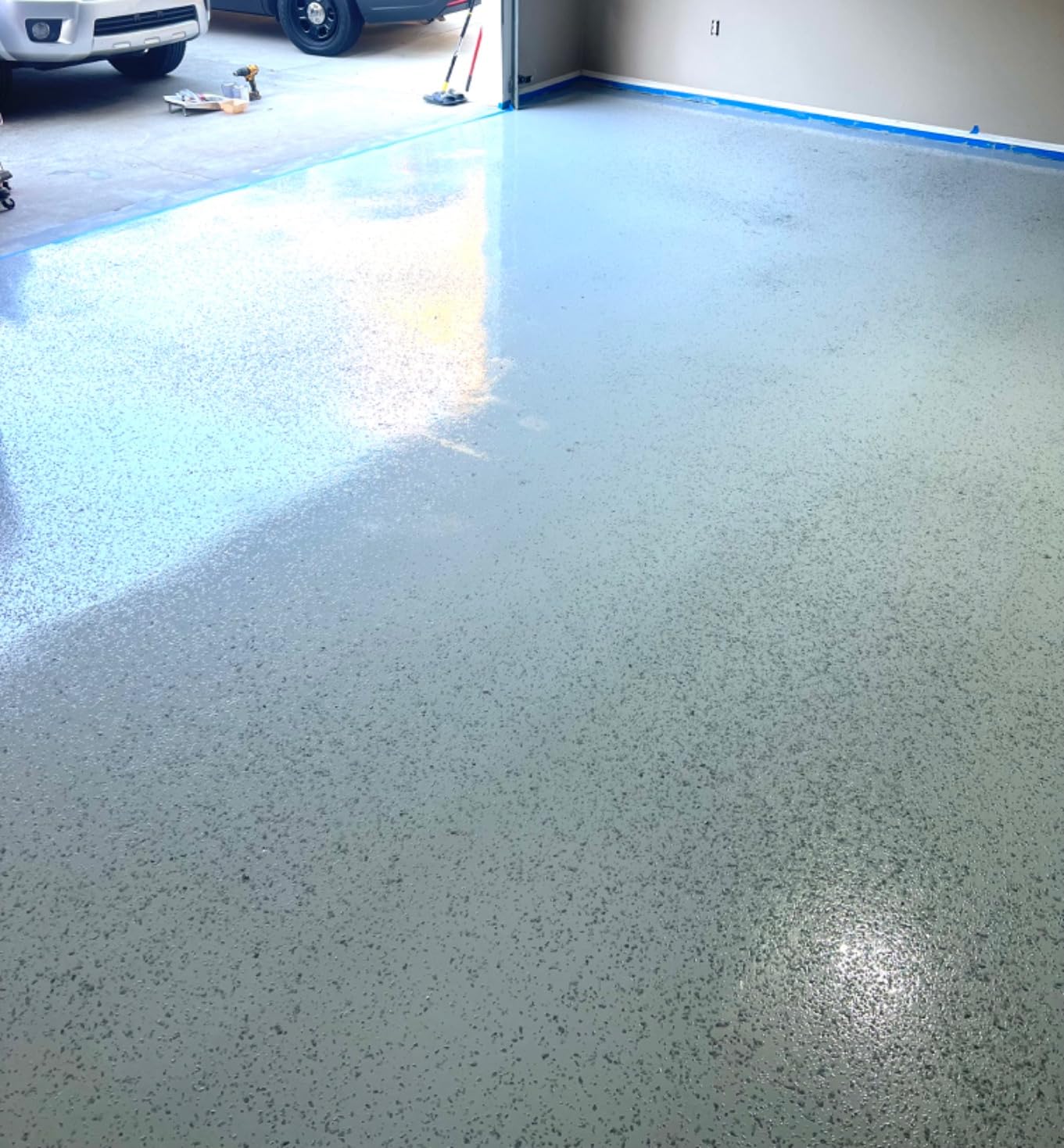 ArmorPoxy Garage Epoxy Floor Kit - 100% Solids - 2 Part Industrial-Grade Coating w/UltraGlaze Topcoat | DIY Slip & Hot Tire Resistant |300 Sq Ft - Medium Gray - 17 pc kit customer photo 2