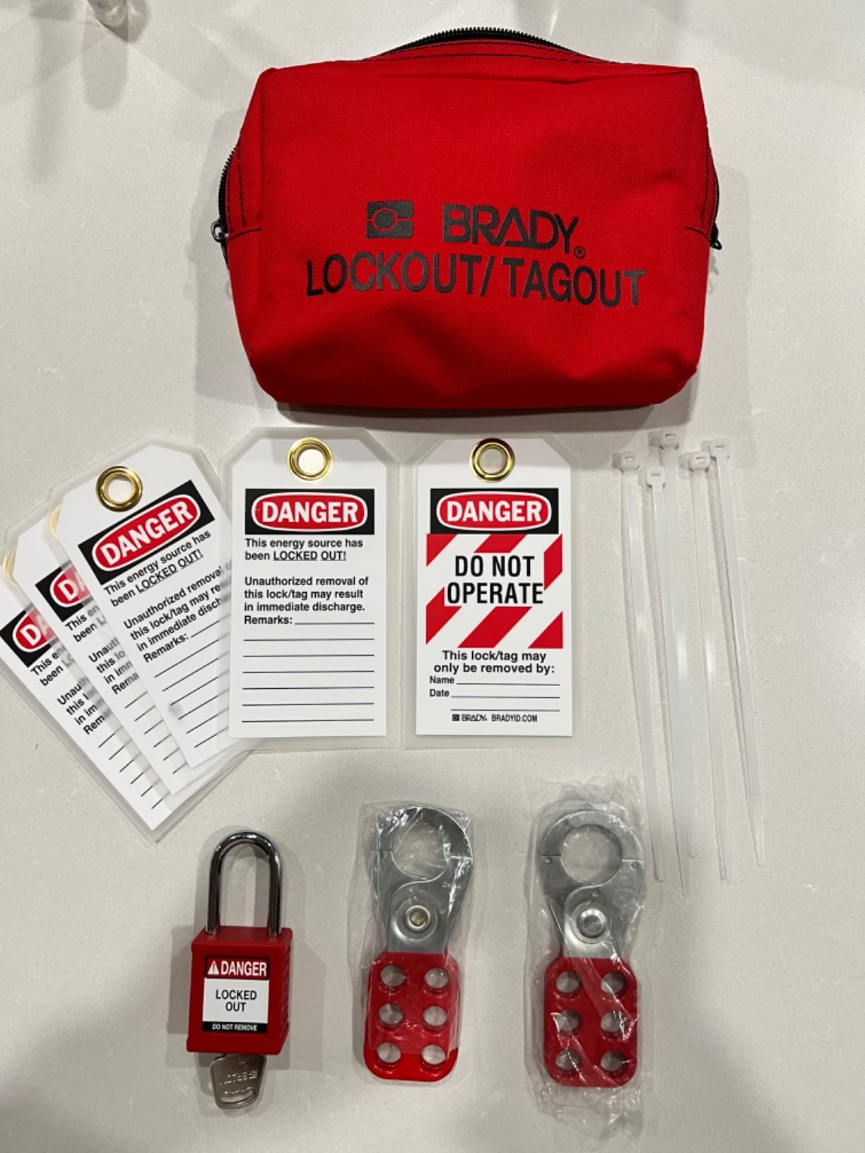 Brady Electrical Lockout Tagout Kit with Hasps, Loto Tags, 1 Red Safety Padlock | Electrical Lock Out Tag Out Kit - 153668 customer photo 2