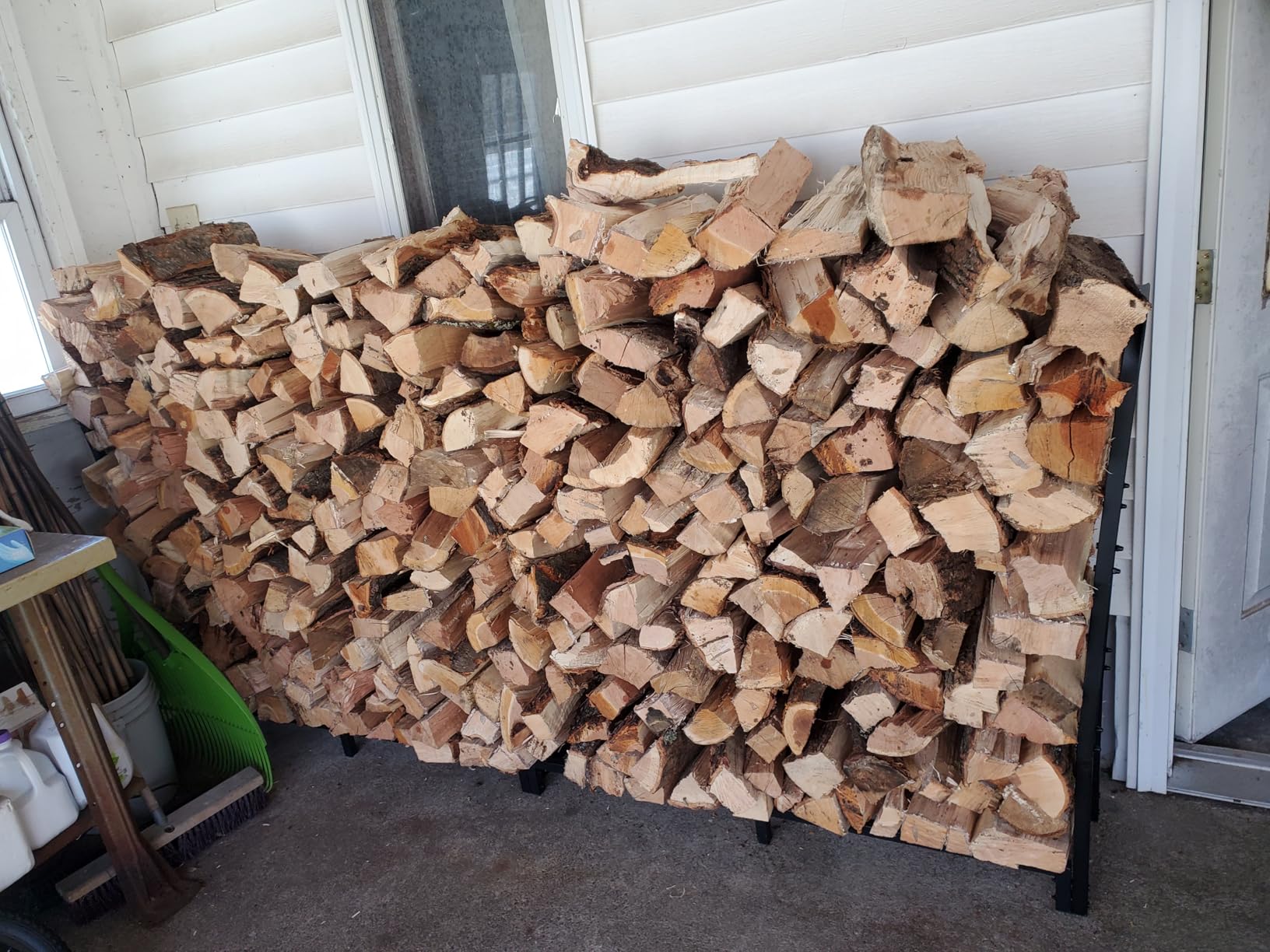 Mr IRONSTONE 4ft Firewood Rack Outdoor Indoor, Upgraded Heavy Duty Adjustable Fire Wood Rack Holds Up to 2600lbs, Fireplace Log Holder Wood Storage for Porch Patio, Easy Assembly customer photo 2