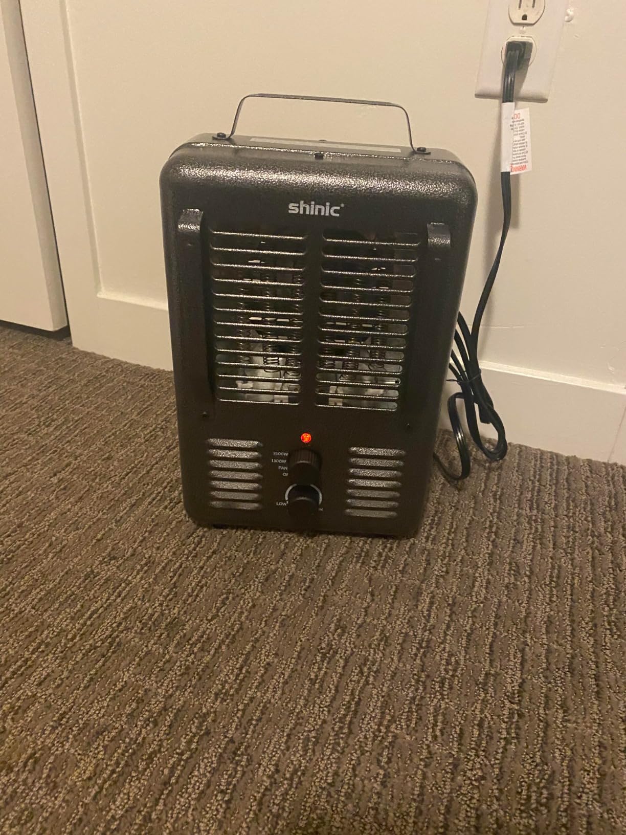 Shinic Space Heater,1500W Milkhouse Heater with Thermostat, Stay Cool Durable Metal Housing, Overheat protection, 3-Prong Plug, Tip-Over Auto Shut Off, Utility Heater for Garage, Bedroom, Greenhouse customer photo 1