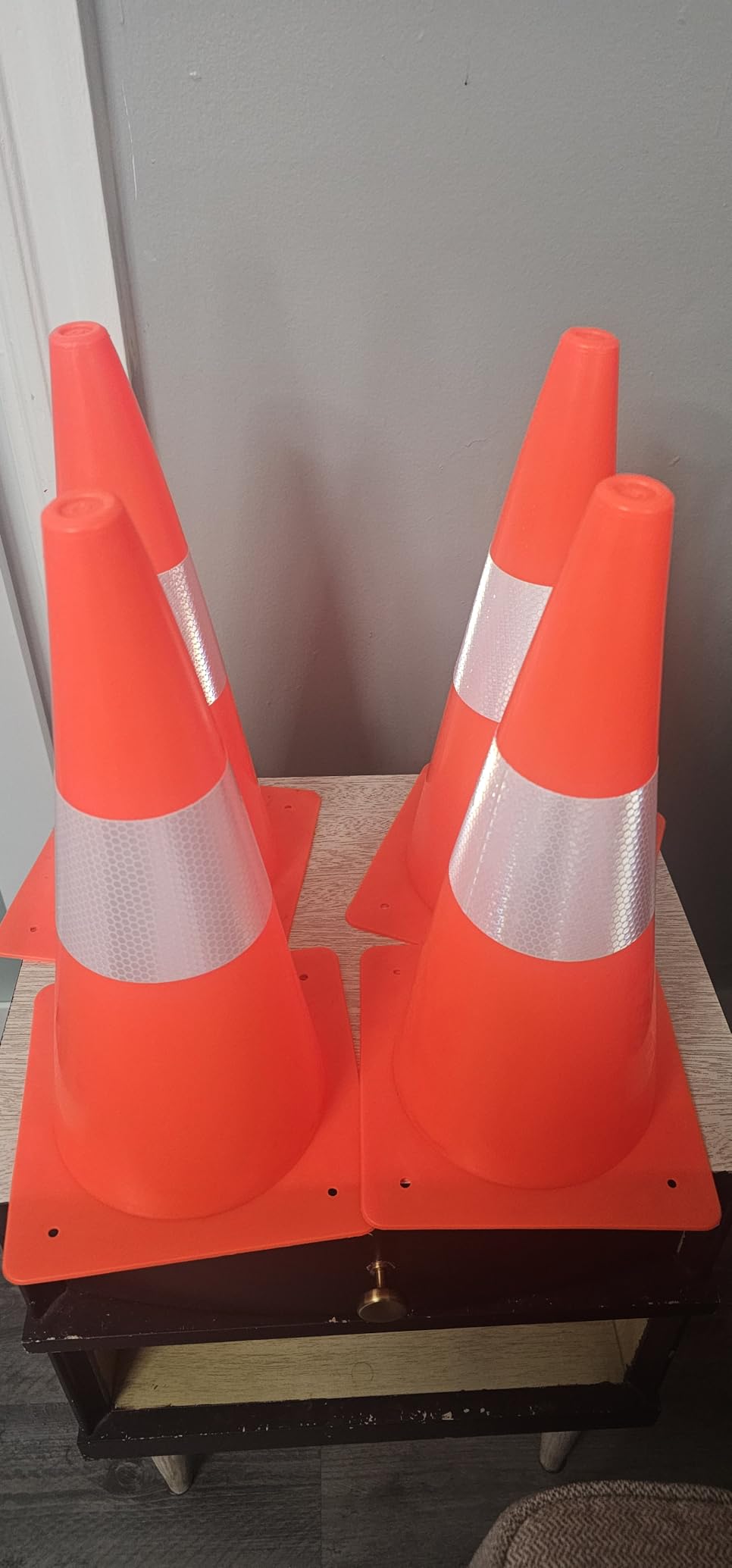 15 inch Traffic Safety Cones with Reflective Collars, [4 Pack] Orange Construction Cones | Parking Cones | Soccer Training Cones | Road Cones for Parking lot, Driveway, Sport and Driving Training customer photo 2