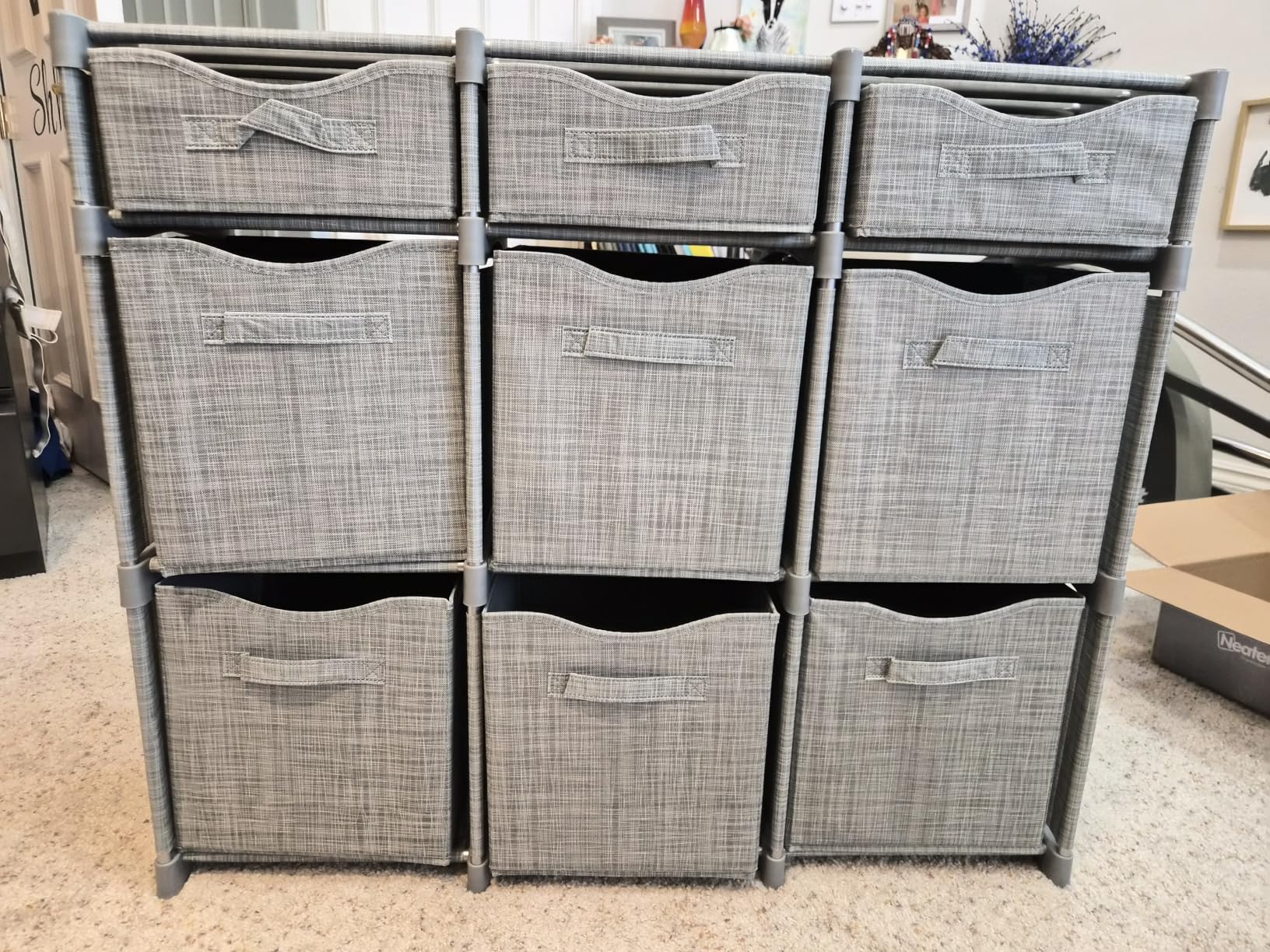 Cube Storage Organizer with 9 Storage Bins Included - Storage Cubes for Home Organization, Toy Storage, Office Storage, Living Room Storage, and General Storage Solution (Grey) customer photo 1