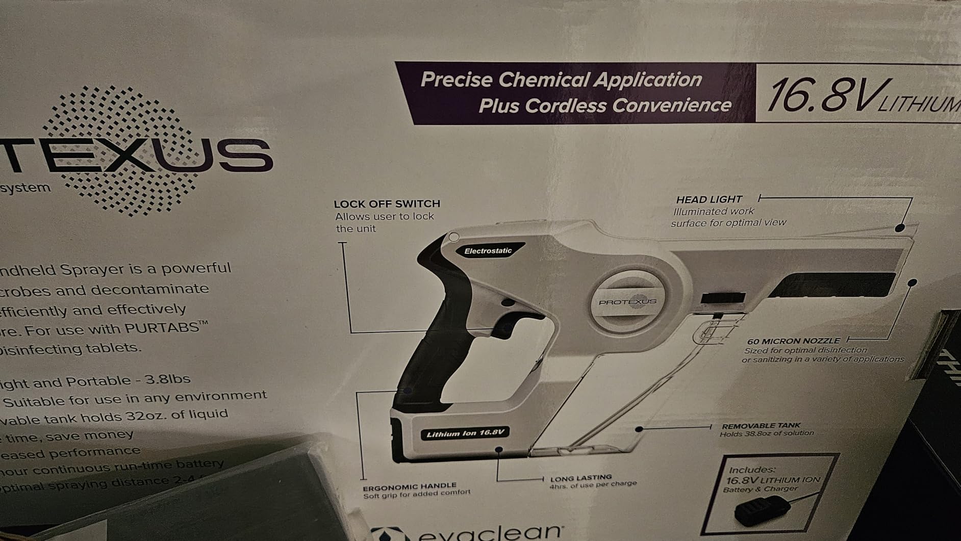 Protexus Handheld Electrostatic Sprayer, 34oz Removable Tank, 4Hr Battery | Disinfectants and Sanitizers, Cordless Electric Spray Gun, Fogger Machine, 60-Micron Nozzle, Covers 2,800Sq Ft customer photo 1