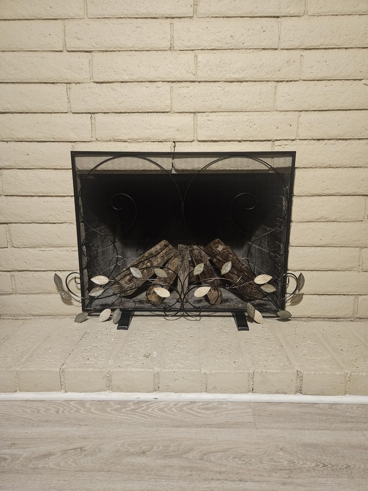 Fire Beauty Single Panel Fireplace Screen Handcrafted Solid Wrought Iron Mesh, Heat-Resistant Fire Spark Guard for Fireplace-Black customer photo 1