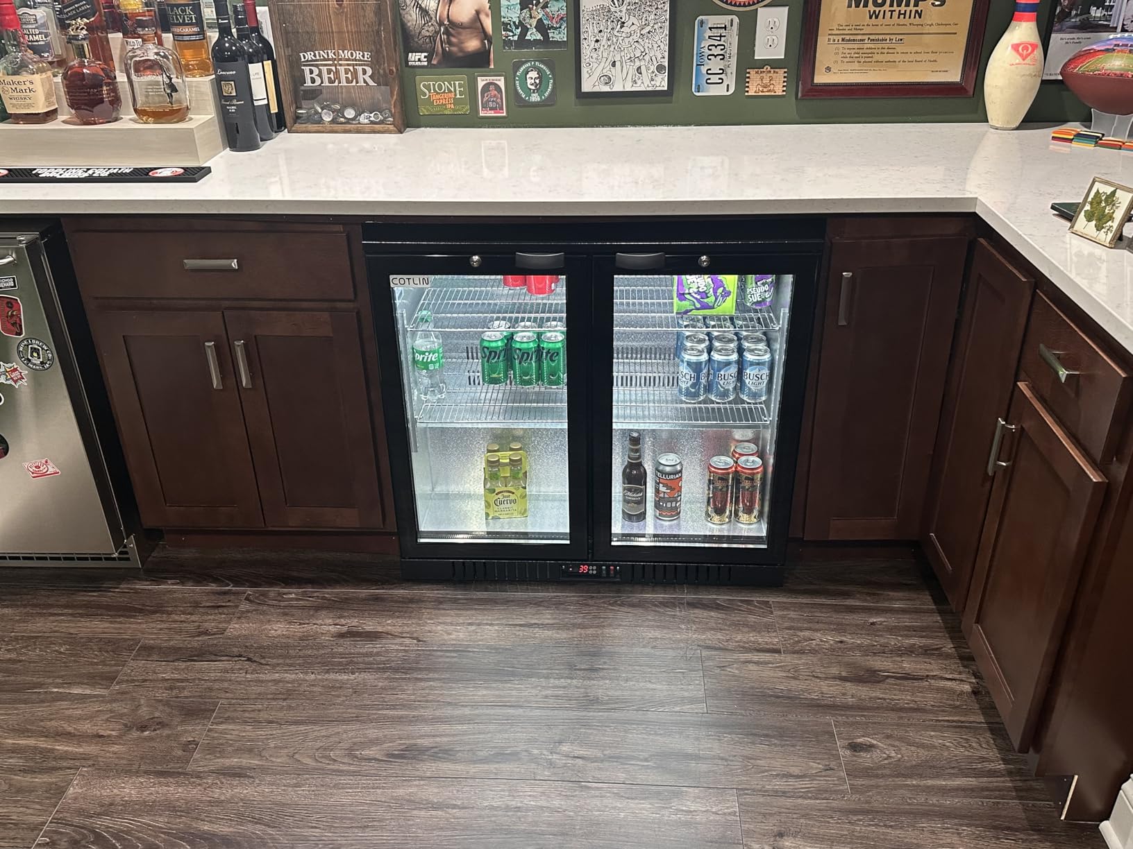 36 Inch Back Bar Cooler, Under Counter Beverage Refrigerator with LOW-E Glass, Free Standing Beverage Fridge, Adjustable Shelves, Drink Fridge for Beer, Wine, Soda, ETL and NSF Approved customer photo 2