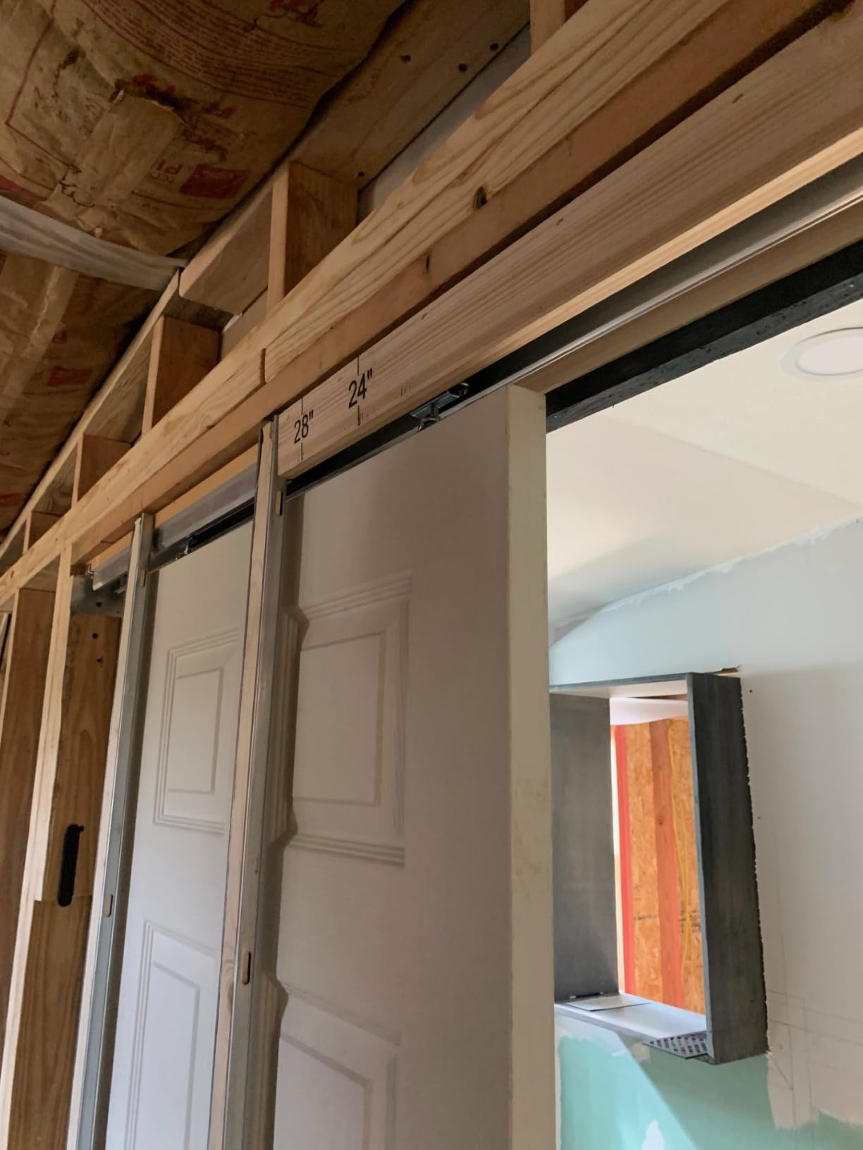 JUBEST Pocket Door Frame Kit With 88LBS Two-Way Soft-Close Mechanism, Smoothly and Quietly, Easy to Install Hidden Kit, for 24