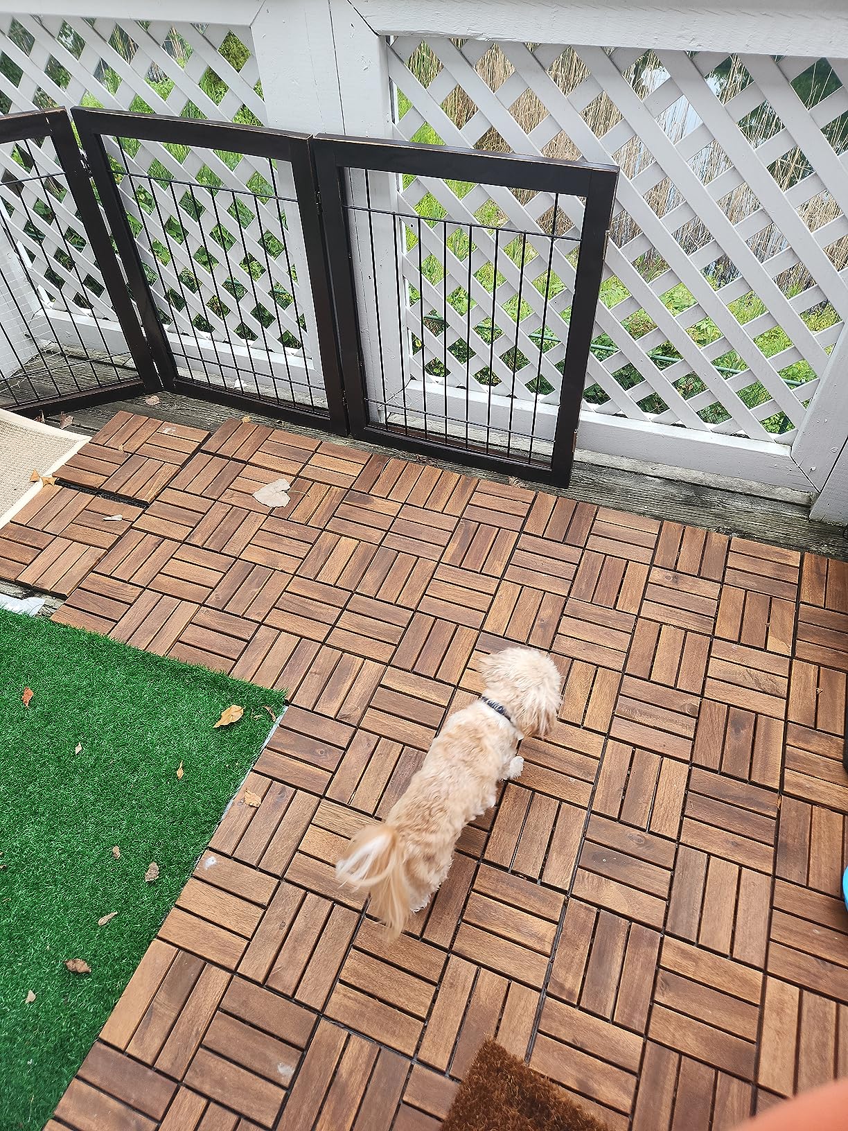 Interlocking Acacia Wood Deck Tiles 12x12, 10PCS, Brown customer photo 2