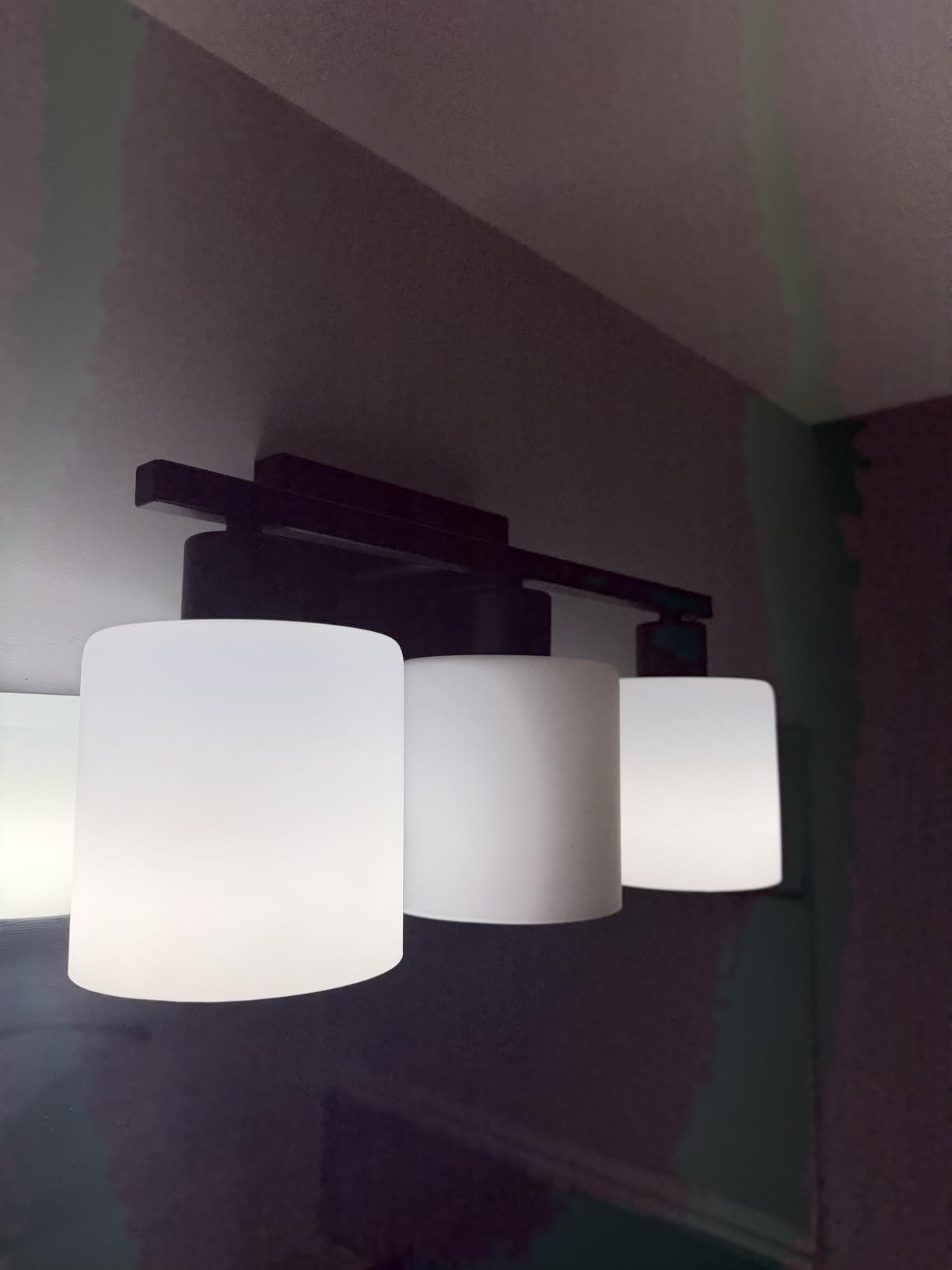 Bathroom Light Fixtures Over Mirror Brushed Nickel, Rustproof 3-Light Bathroom Vanity Lights, 18 Inches Modern Wall Sconces E26 Base, Milky White Glass Shades, Bulbs Not Included customer photo 2