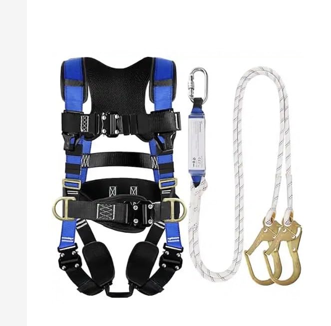 DIJJIG Safety Harness Fall Protection Kit with Shock Absorbing Lanyard | Safety Straps Upgrade Quick Buckles, Roofing Harness Construction Harness ANSI Compliant Blue customer photo 2