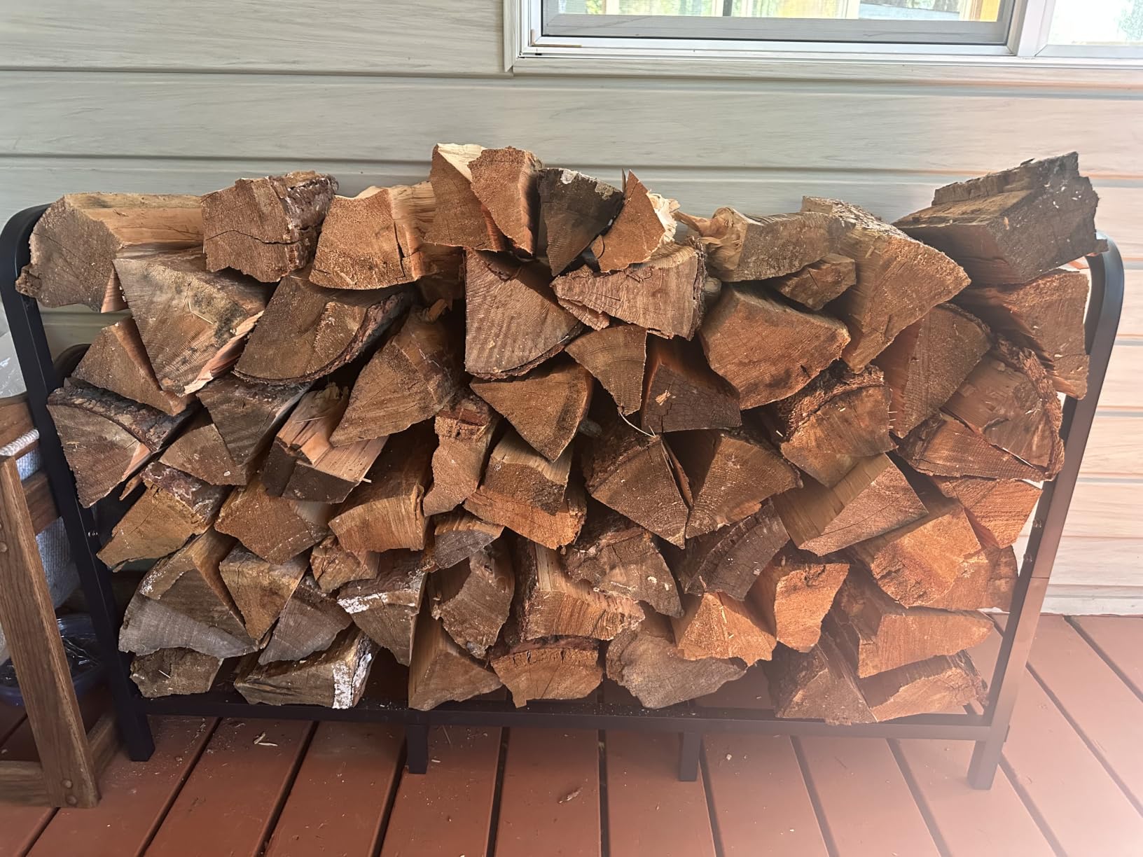 5.3ft Firewood Rack Holder, Adjustable Heavy Duty Fire Log Stacker Stand for Fireplace, Outdoor Indoor Metal Wood Pile Storage Organizer, Patio Logs Stand tool, Black customer photo 1
