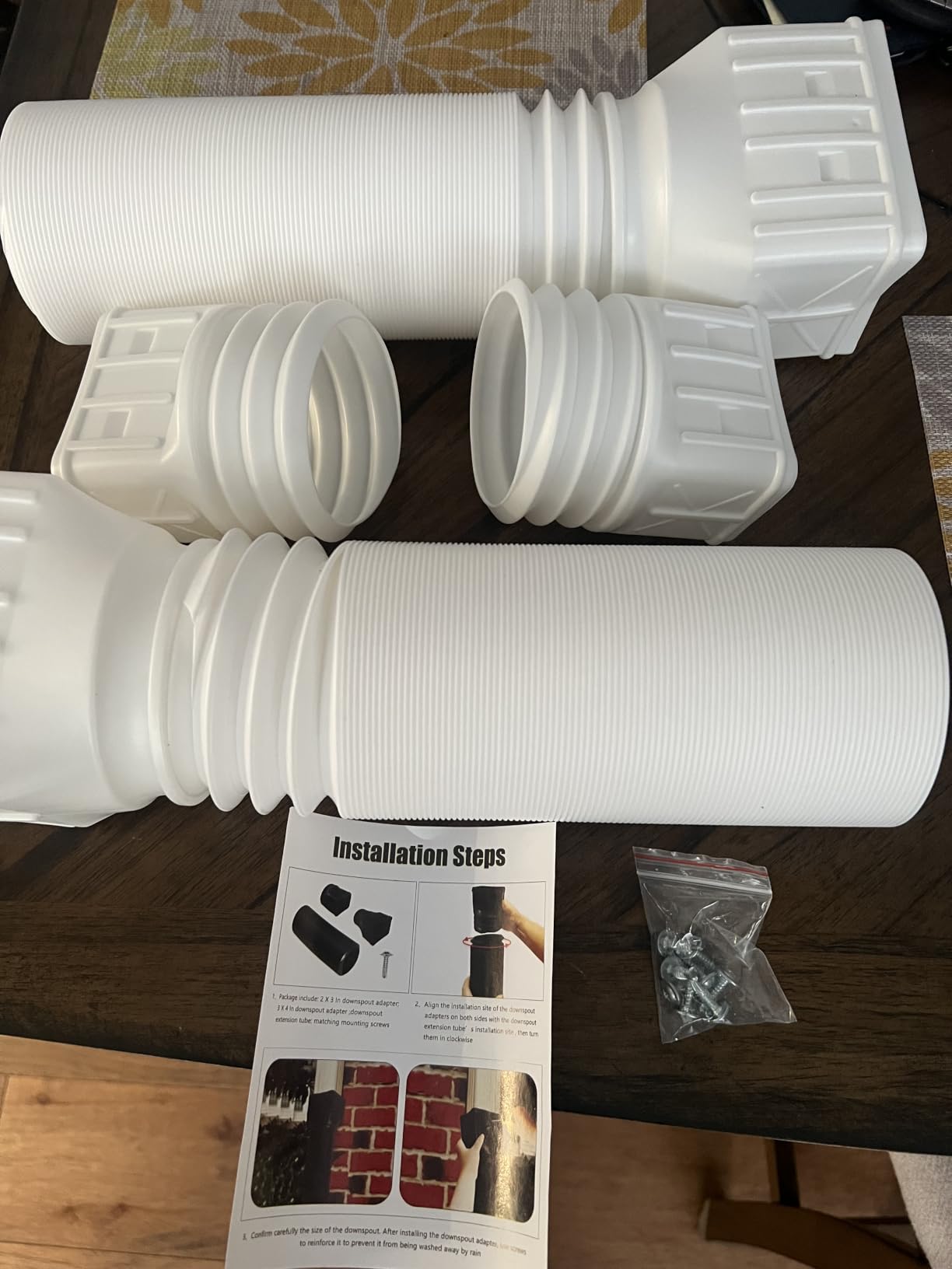 2 Pack Flexible Rain Gutter Downspout Extensions, Drain Downspout Extender, Gutter Extension Flexible, Down Spout Drain Extension Pipes, Extendable from 21 to 60 Inches (White) customer photo 2