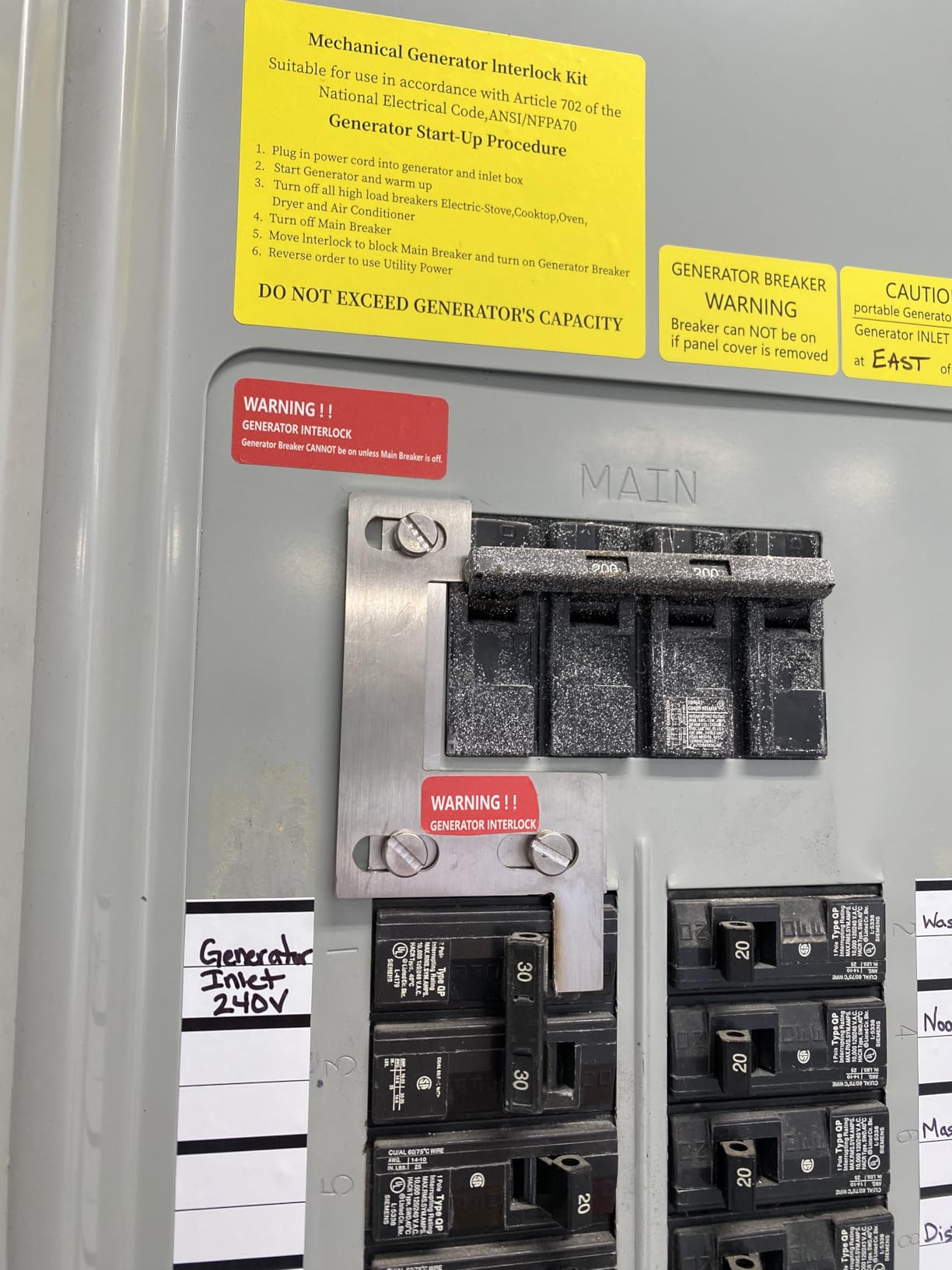 Generator Interlock Kit Compatible with Siemens, ITE, Gould Murray and Thomas and Betts 150 or 200 amp Panels customer photo 1