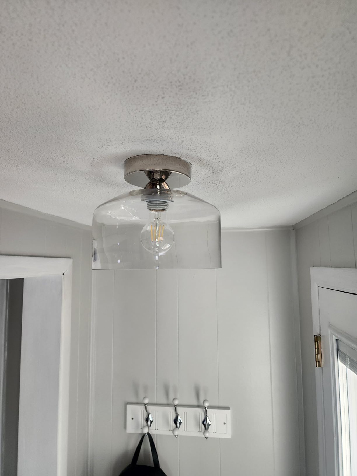 Semi Flush Mount Ceiling Light Brushed Gold - Clear Glass Pendant Lamp Shade, Modern Farmhouse Light Fixture for Hallway Corridor Kitchen Entryway Bedroom, Bulb Not Included customer photo 2