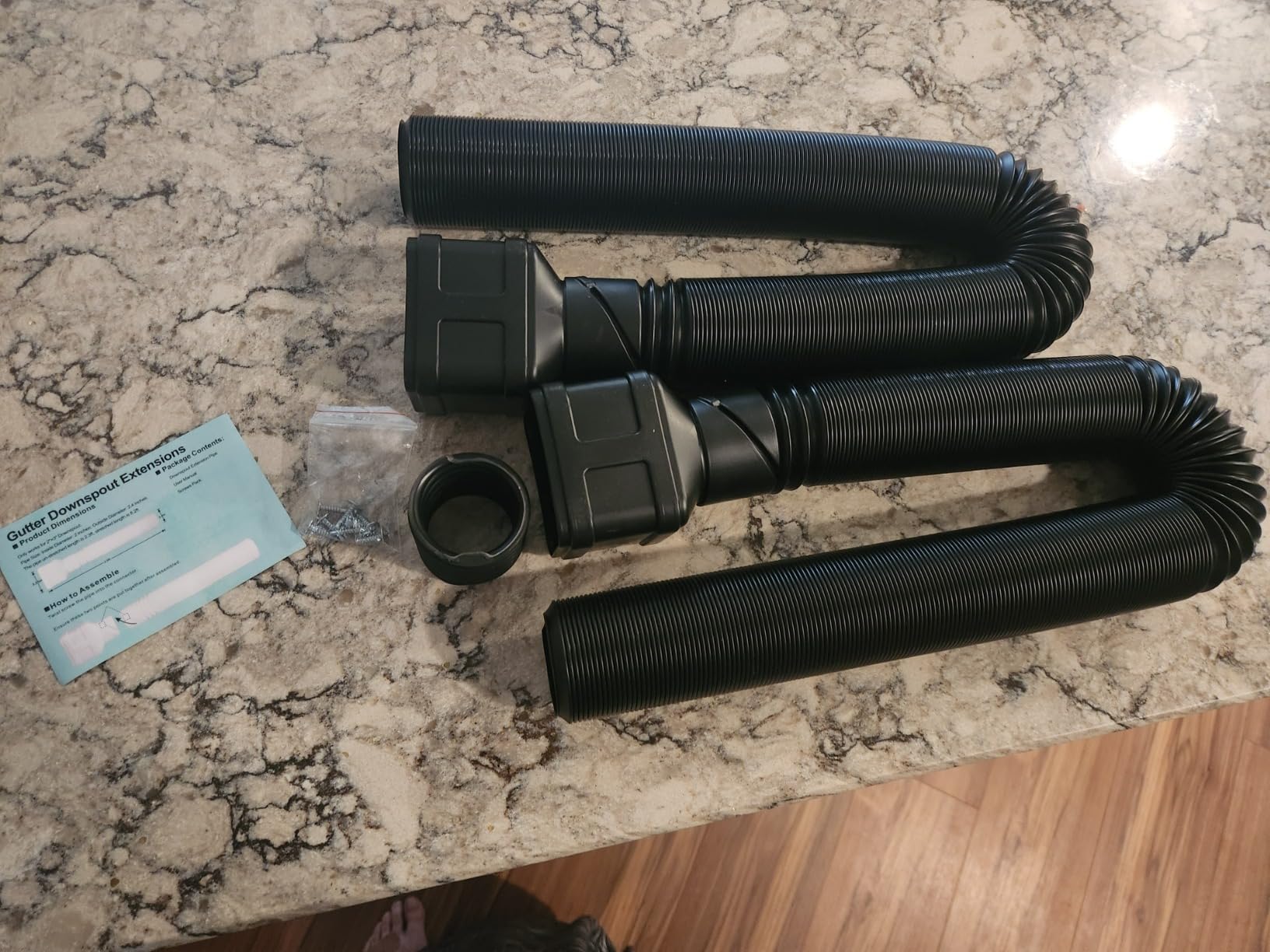 Prestantious 16.5ft Long Downspout Extender Flexible Drainage Pipe, Black | 3.1