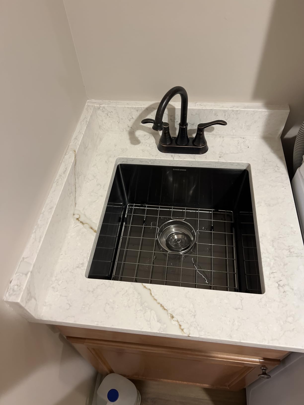 14-Inch Undermount Bar Sink, SINKVINE Stainless Steel Single Bowl | 14x18 Prep Sink for Outdoor Kitchens, Wet Bars and RVs with Bottom Grid, 3.5-inch Drain Strainer and Roll-up Drying Rack customer photo 1