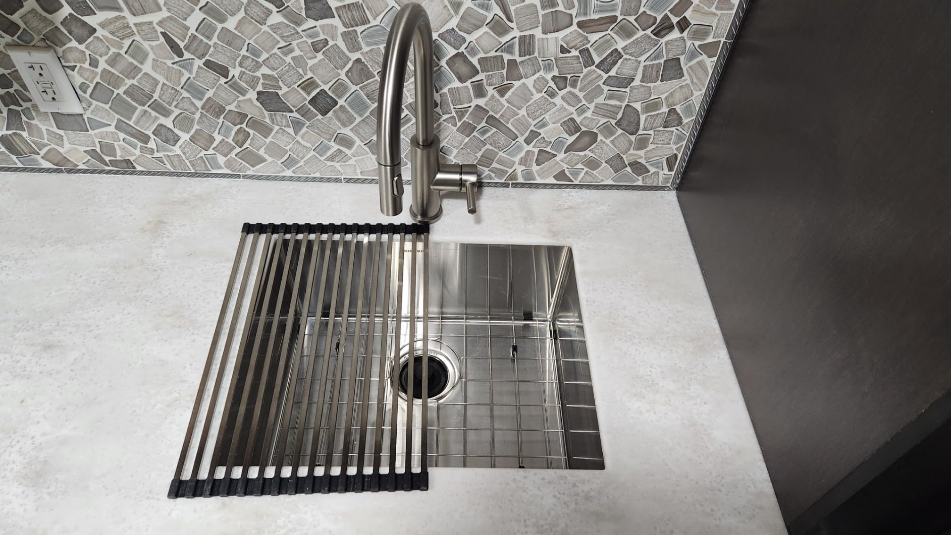 14-Inch Undermount Bar Sink, SINKVINE Stainless Steel Single Bowl | 14x18 Prep Sink for Outdoor Kitchens, Wet Bars and RVs with Bottom Grid, 3.5-inch Drain Strainer and Roll-up Drying Rack customer photo 2