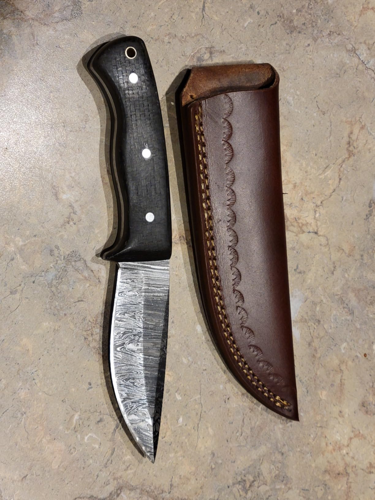 Custom Hand Forged Damascus Steel Blank Blade Knife Making Kit Leather sheath, Pins, Scales, Damascus Blade Billet Knife Making Supply (BK-G) customer photo 1