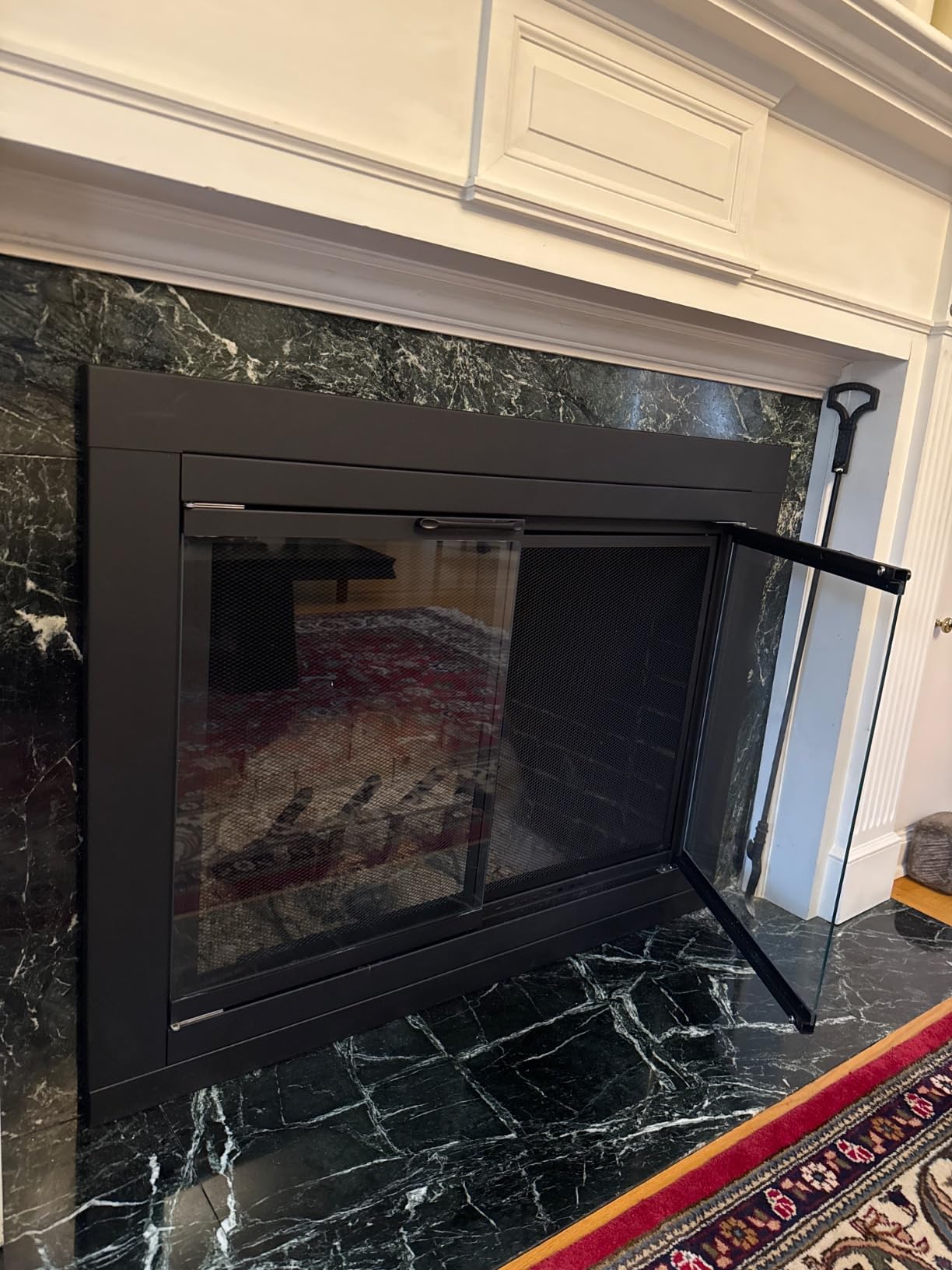 Stanbroil Fireplace Glass Cabinet-Style Door, Black, Large | Decorative Fireplace Screen Door for Fireplace Accessories customer photo 2