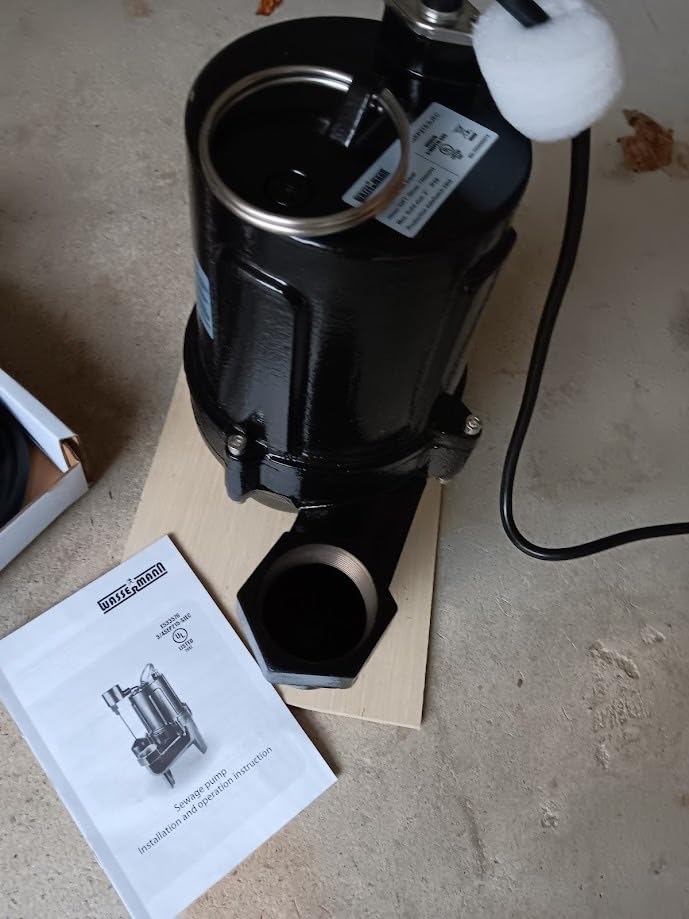 3/4 HP Sewage Pump 2 inch Discharge with Auto Float Switch, 115V 7200 GPH Cast Iron Submersible Sewage Pump, Sump Pump for Basement Sump Basin Sewer Well 2