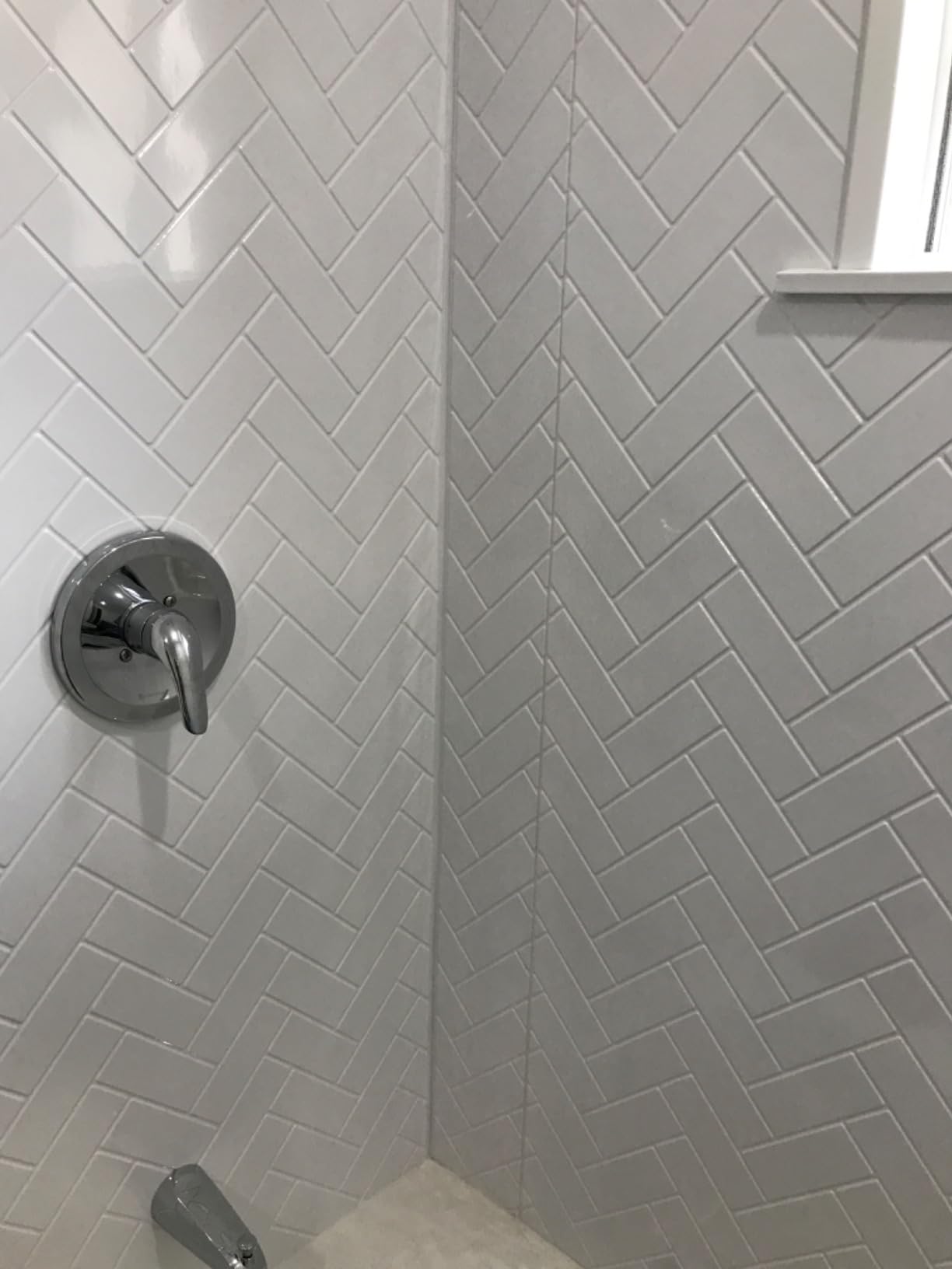 From Plain To Beautiful In Hours 133-640-HERR-KIT Herringbone Tile - Tub and Shower Wall Panels Surround (Covers/ 96 sq. ft.), Marble, 1 Piece customer photo 2