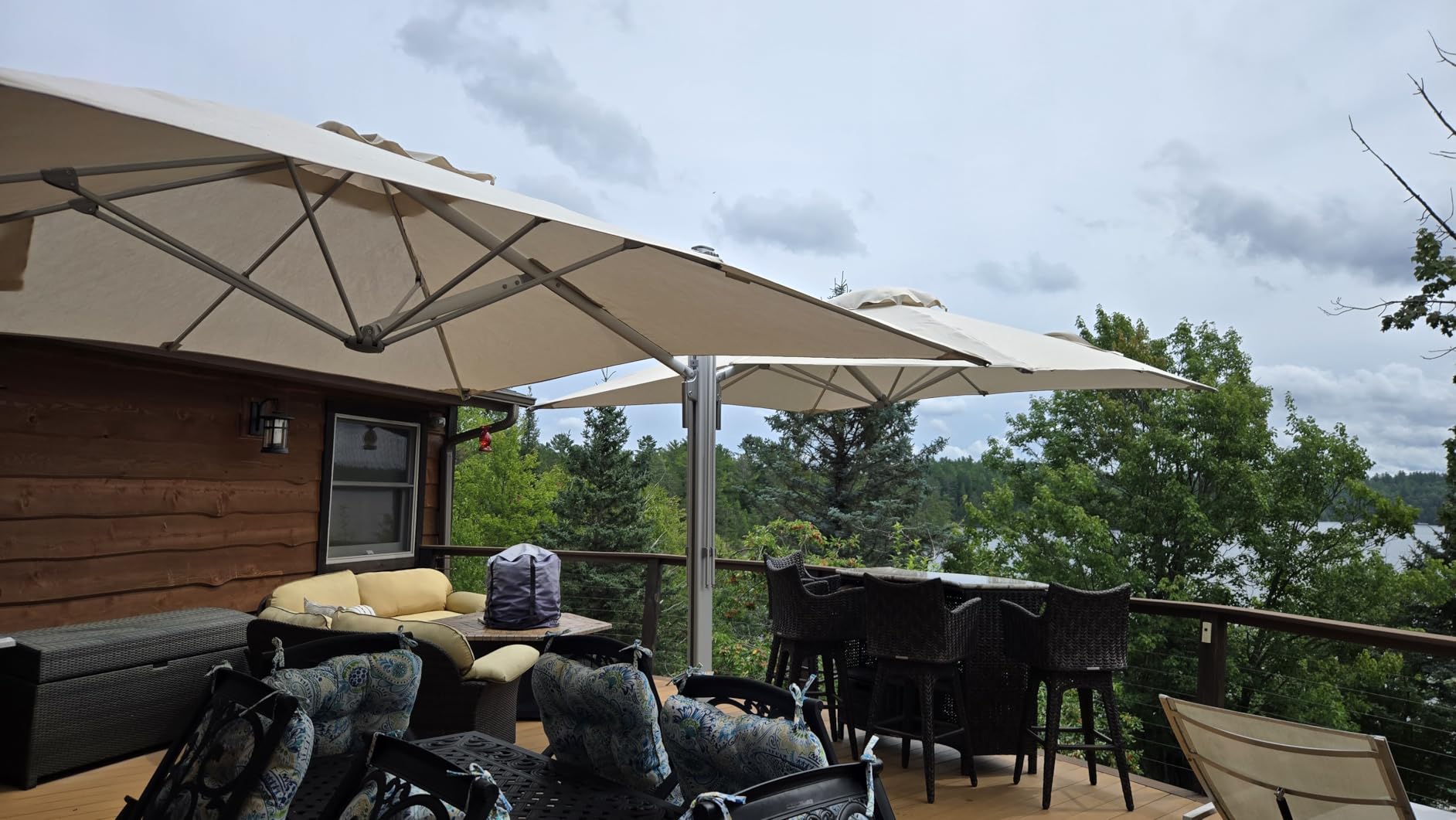 Grand patio 10x10 FT Large Patio Umbrella with Base, Double-Sided Outdoor Cantilever Aluminum Umbrella, Offset Umbrella with Cover for Commercial Use, Poolside, Deck, Backyard, Gray customer photo 1
