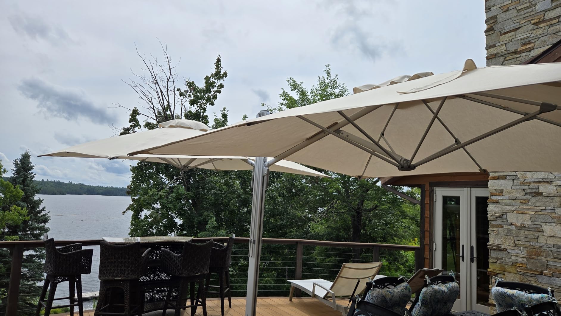 Grand patio 10x10 FT Large Patio Umbrella with Base, Double-Sided Outdoor Cantilever Aluminum Umbrella, Offset Umbrella with Cover for Commercial Use, Poolside, Deck, Backyard, Gray customer photo 2