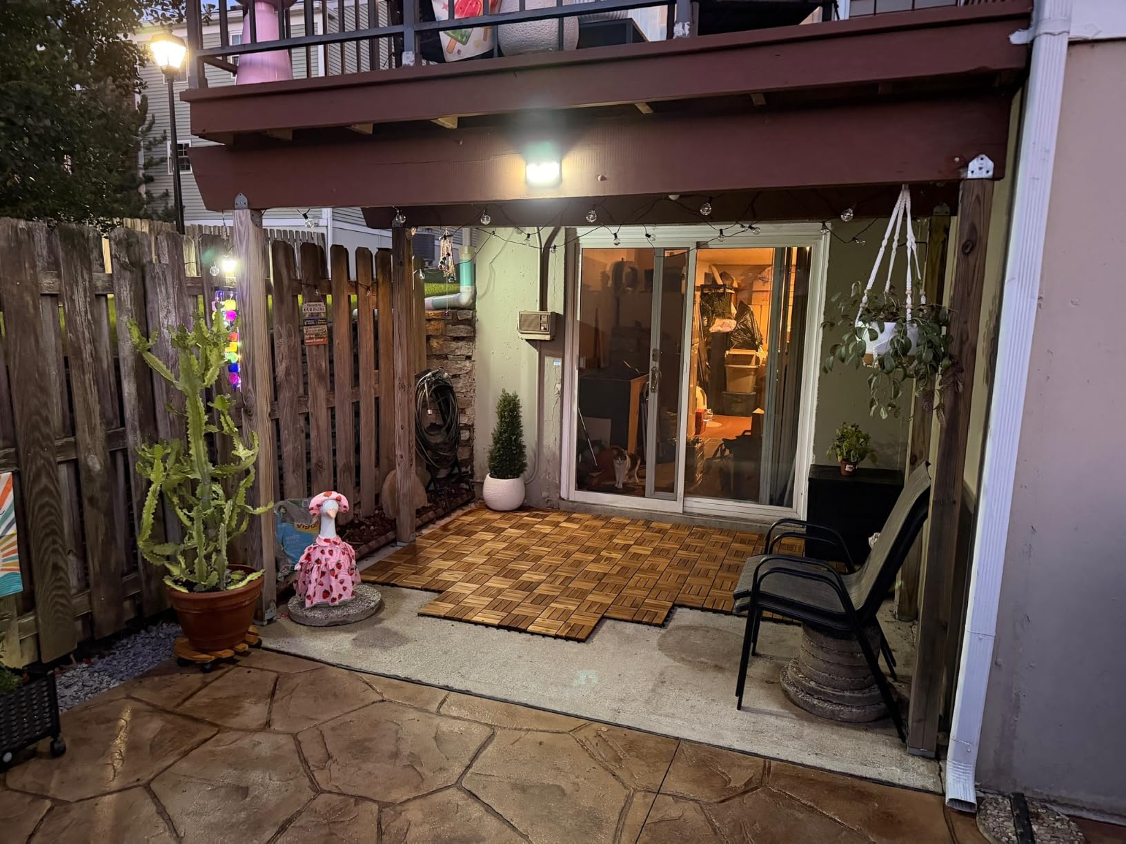 Yaheetech 54PCS Acacia Wood Deck Tiles Interlocking Patio Flooring,Wood | Acacia wood with PP base tiles provide quick assembly, patio upgrades, and easy cutting for customized outdoor spaces. customer photo 1