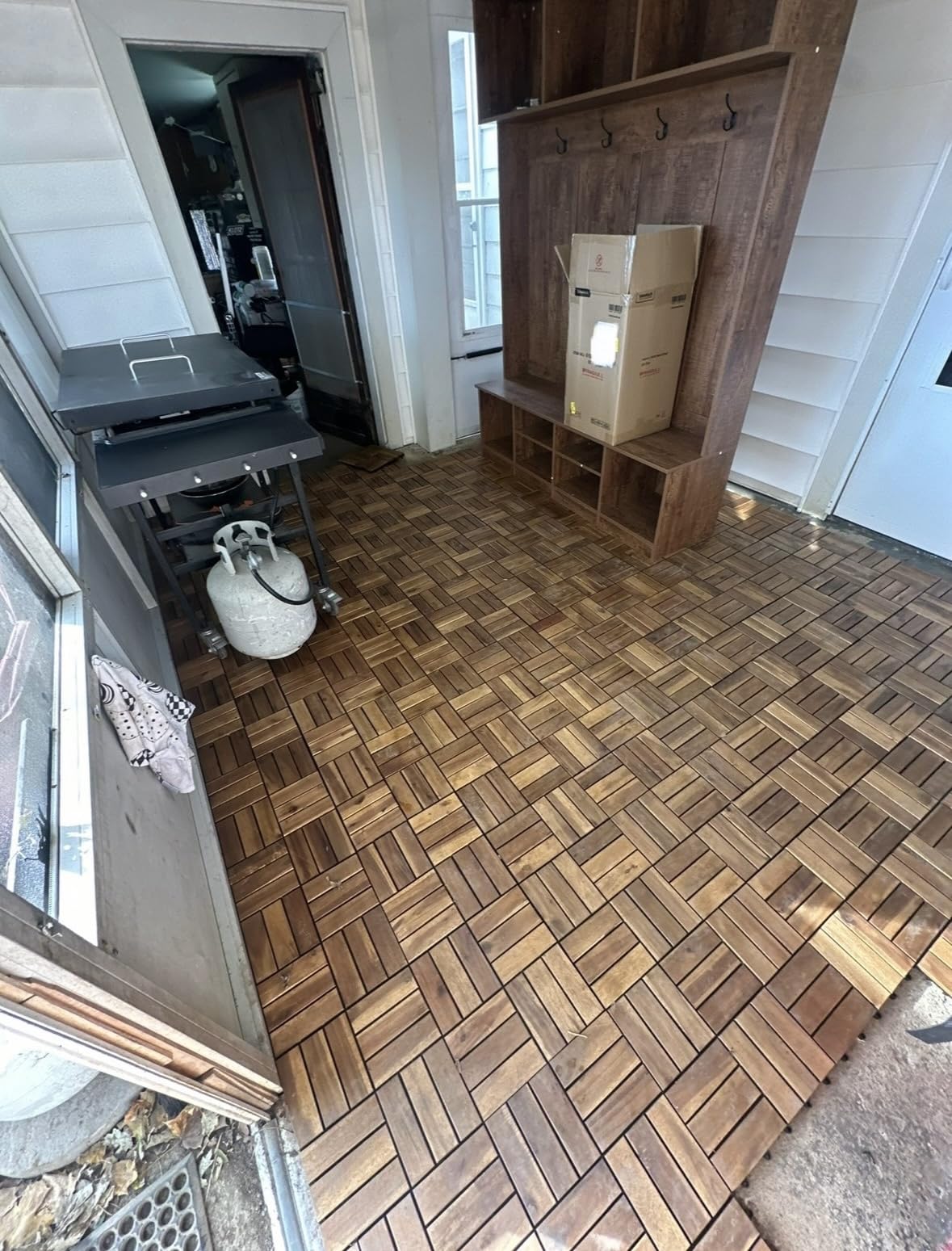 Yaheetech 54PCS Acacia Wood Deck Tiles Interlocking Patio Flooring,Wood | Acacia wood with PP base tiles provide quick assembly, patio upgrades, and easy cutting for customized outdoor spaces. customer photo 2