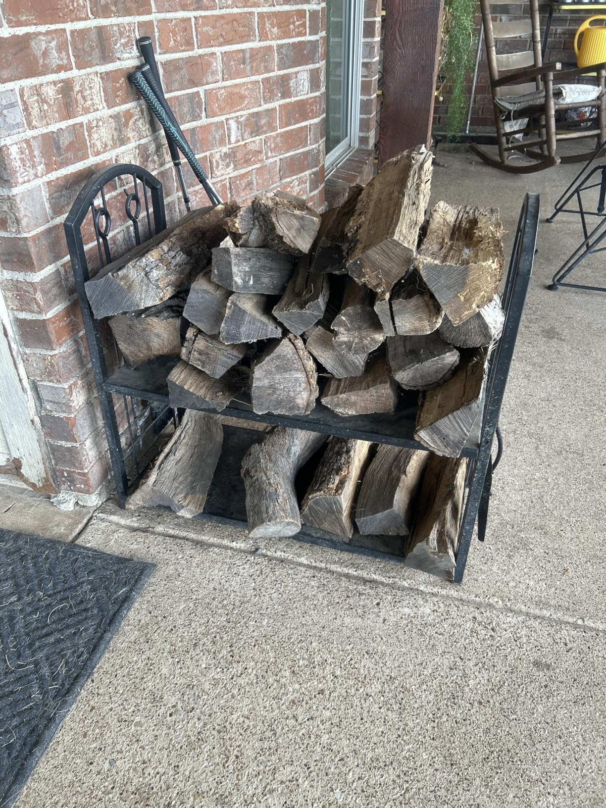Fire Beauty Fireplace Firewood Log Rack 5-Piece Storage Logs Holder with Tools Set with 4 Tools Set Fireside Holders Wood Lumber Storage Stacking Black customer photo 1
