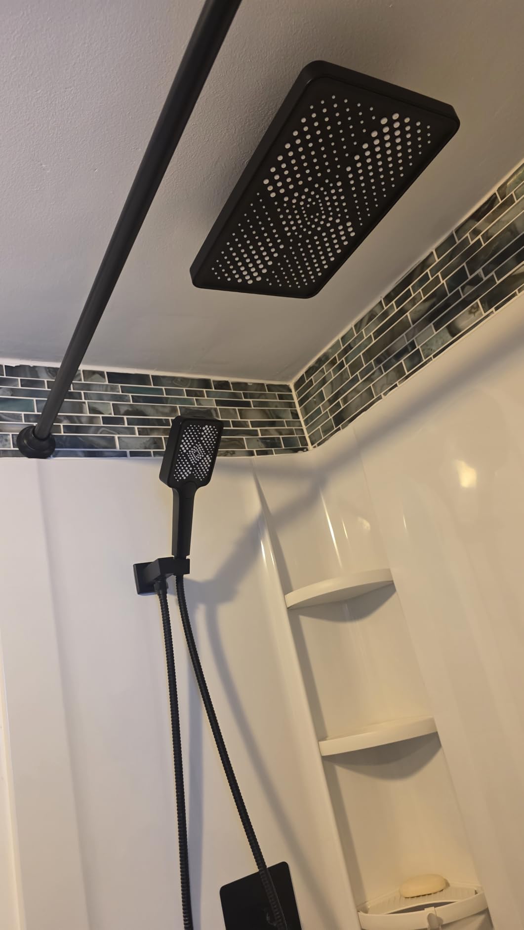 Matte Black 13-Inch Rainfall Shower System - Premium Shower Head & Handheld Sprayer, Complete Bathroom Set with Faucet Mixer Trim Kit & Valve customer photo 1