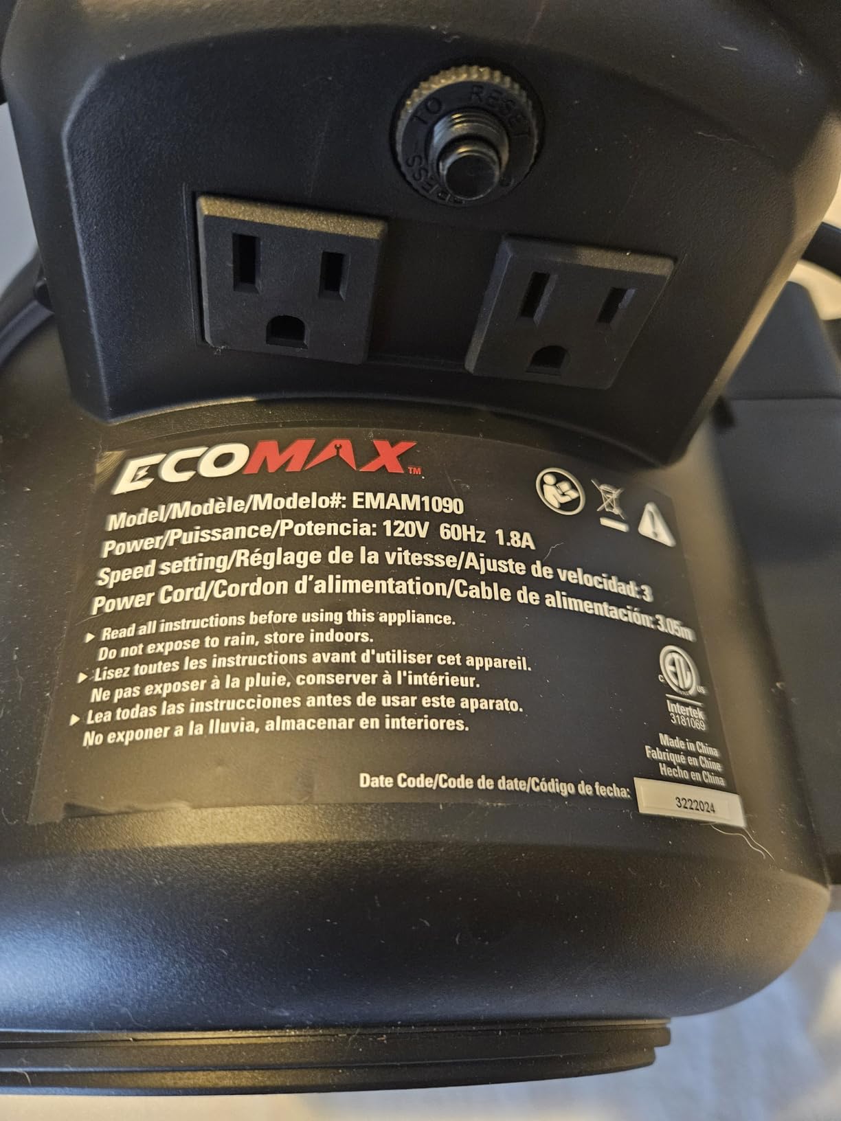 ECOMAX Air Mover Blower Fan 950 CFM with Timer, Floor Fan EMAM1090A | 3 Speeds, 3 Drying Angles, Timer And Daisy-Chain Outlets For Carpet Drying, Water Damage Restoration, Gyms And Home Use customer photo 1