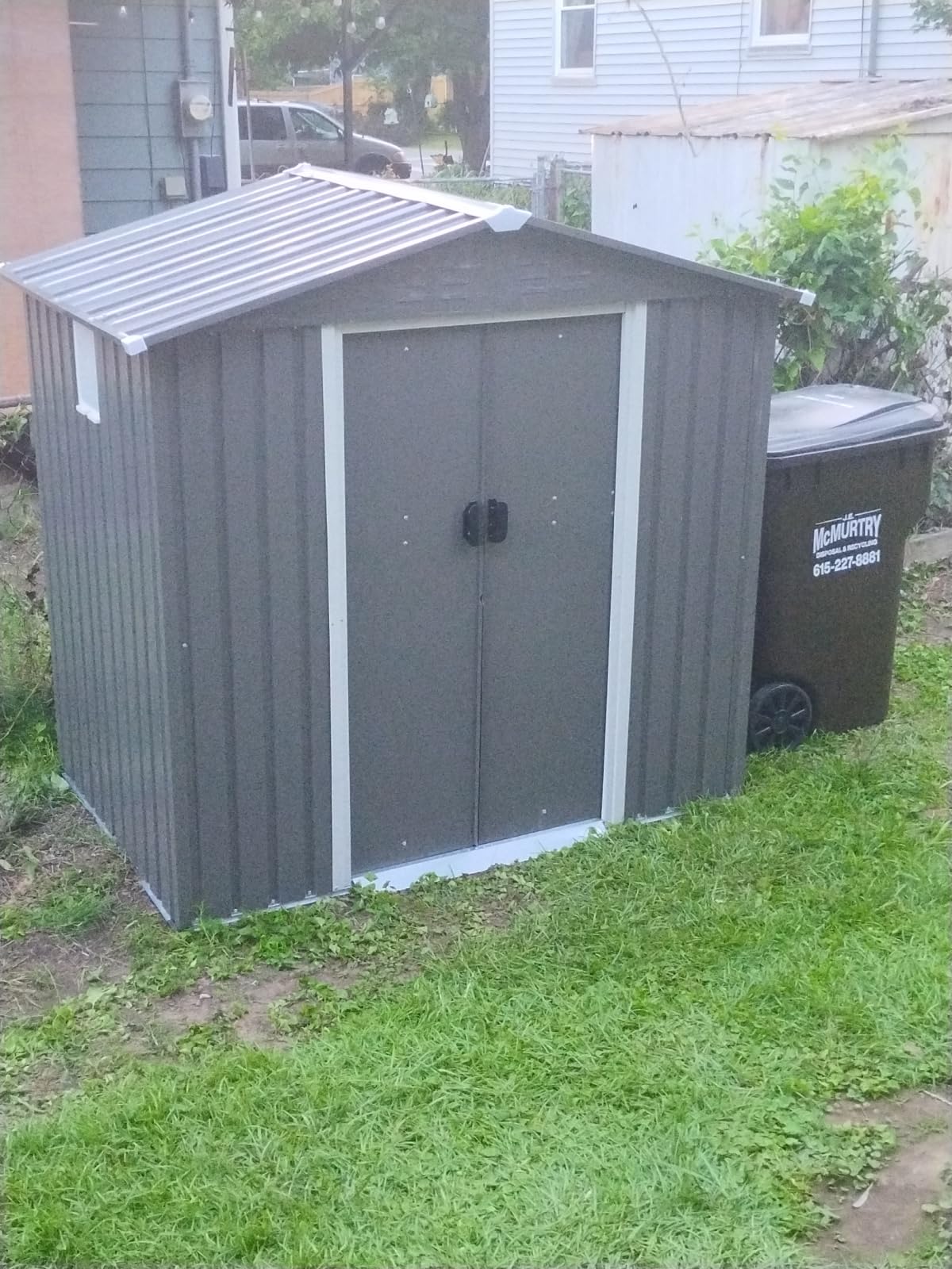 Vongrasig Outdoor Storage Shed, 6 x 4 FT Outside Metal Garden Shed with Large Window and Lockable Door, Waterproof Tool Shed for Backyard Patio, Lawn and Garden (Gray) customer photo 1