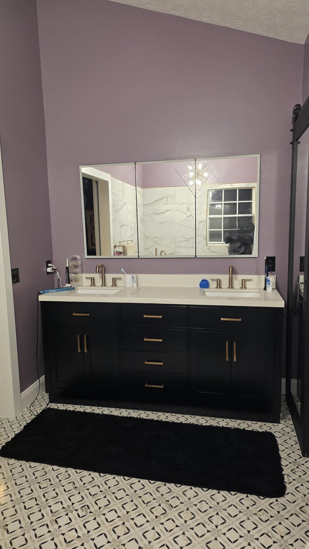 ARIEL Hepburn 72-inch Bathroom Vanity with Sink, Solid Wood, 1.5-inch Carrara White Quartz Countertop, Double Rectangular Porcelain Sink, 4 Soft Closing Doors, 6 Dovetail Drawers, White Oak customer photo 2