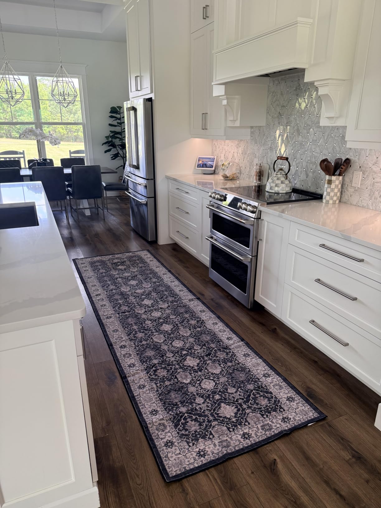2x6 Hallway Washable Runner Rug: Vintage Soft Kitchen Laundry Runner with Non Slip Backing Farmhouse Entryway Living Room Floor Mat Stain Resistant Carpet for Bedroom Bathroom Distressed Beside Rug customer photo 1