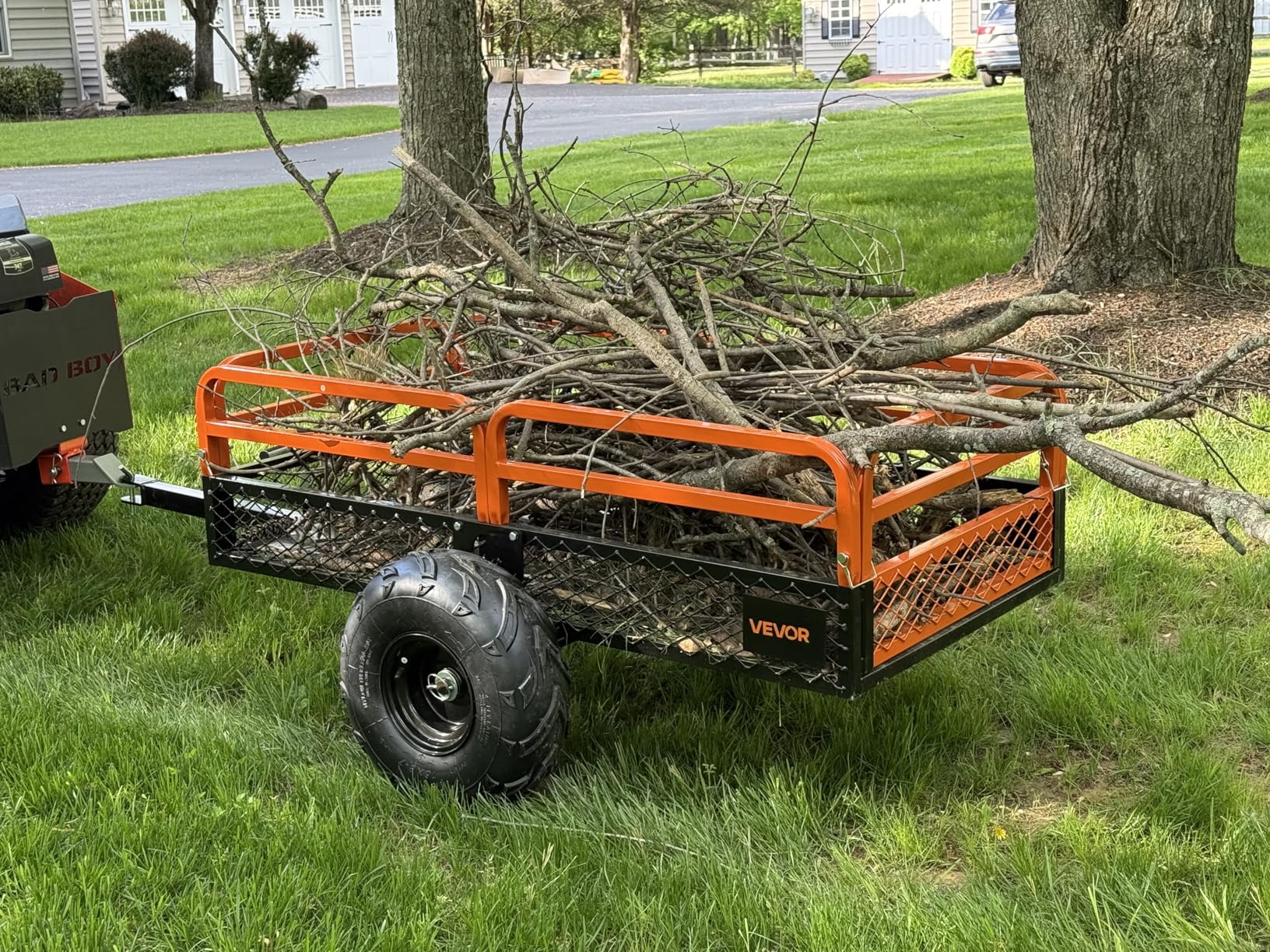 VEVOR ATV UTV Trailer Tow Behind Dump Cart, 1500lbs Capacity, 15 Cubic Feet, Heavy Duty, For Lawn Mower Tractor customer photo 1