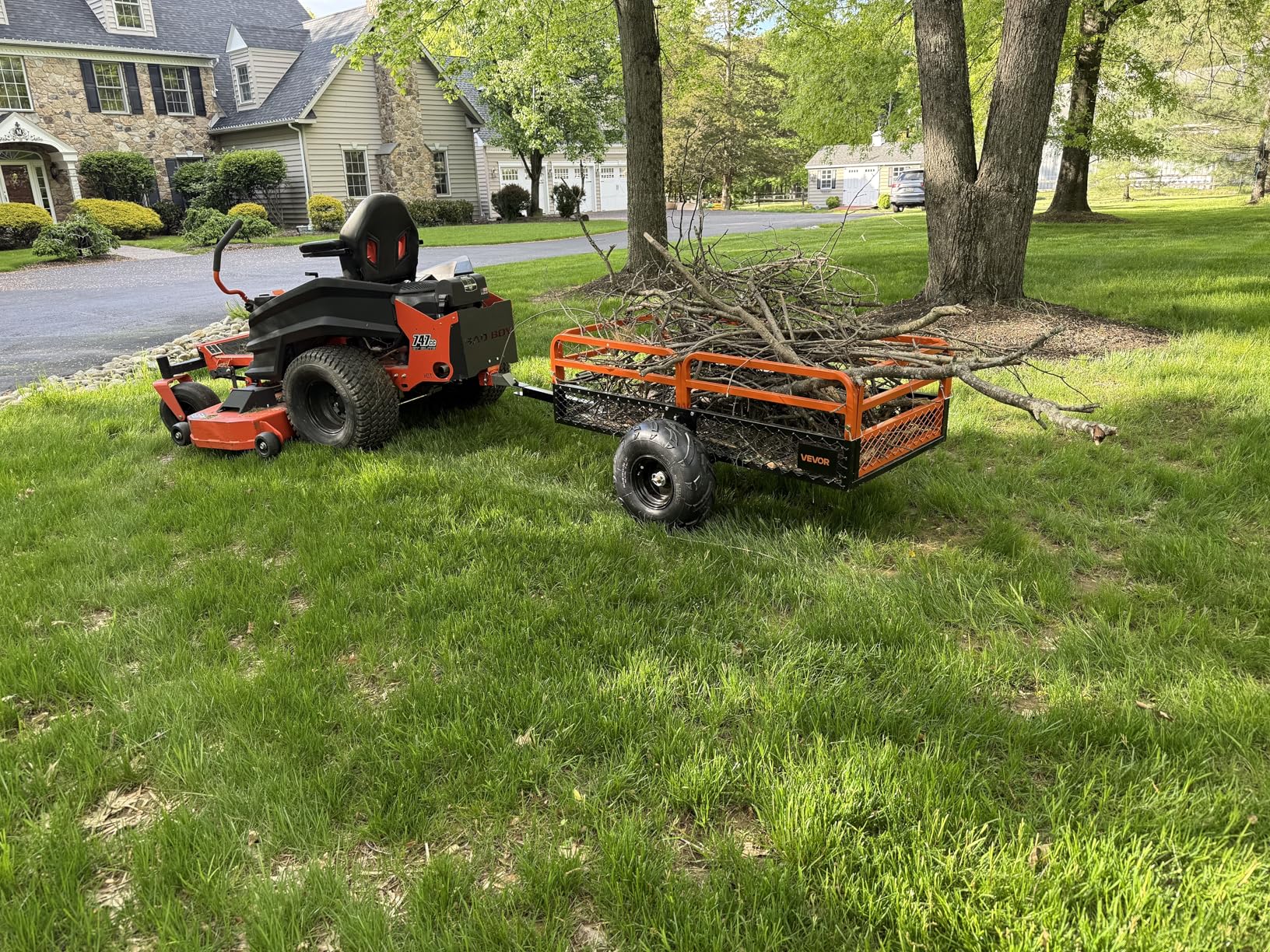 VEVOR ATV UTV Trailer Tow Behind Dump Cart, 1500lbs Capacity, 15 Cubic Feet, Heavy Duty, For Lawn Mower Tractor customer photo 2
