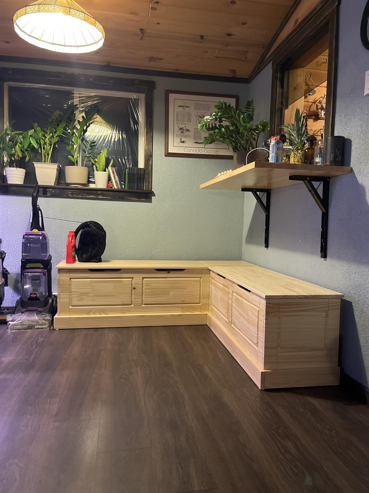 Linon Harris Black and Walnut Backless Kitchen Dining Nook with Hidden Storage Bench Space customer photo 2