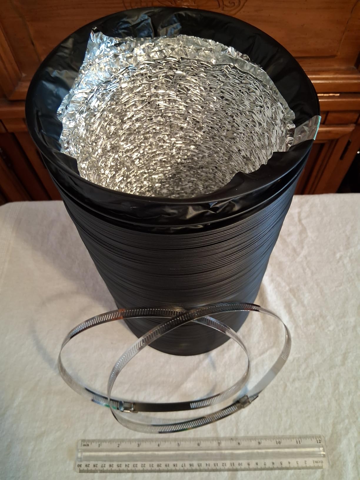 Flexible 14-Inch Aluminum Ducting, Dryer Vent Hose, Heavy-Duty Three-Layer Protection, 25-Feet Long for Heating Cooling Ventilation & Exhaust, Silver customer photo 1
