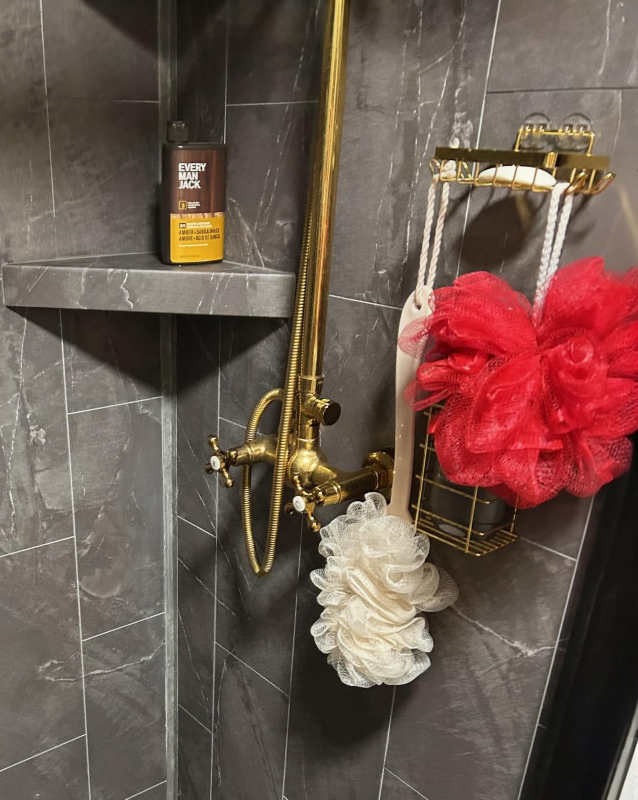 Palisade Vinyl Shower Surround Kit 78in x 60in x 32in, Urban Quarry | Waterproof PVC wall panels, grout-free design, bathroom renovation, coordinating trim, shelves, adhesive and sealant included customer photo 2